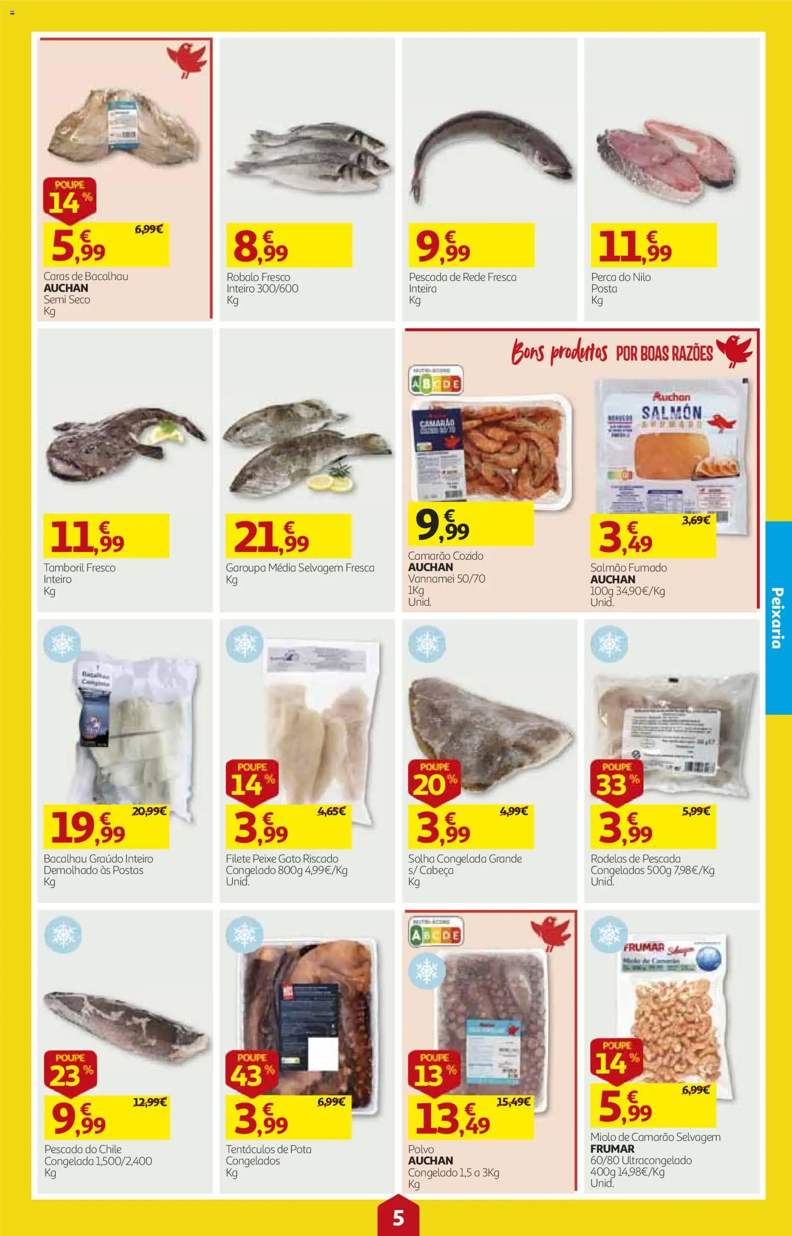 Auchan folheto │ válido de 15/10/2026 | Página: 5 | Produtos: Perca, Camarão, Salmão, Tamboril