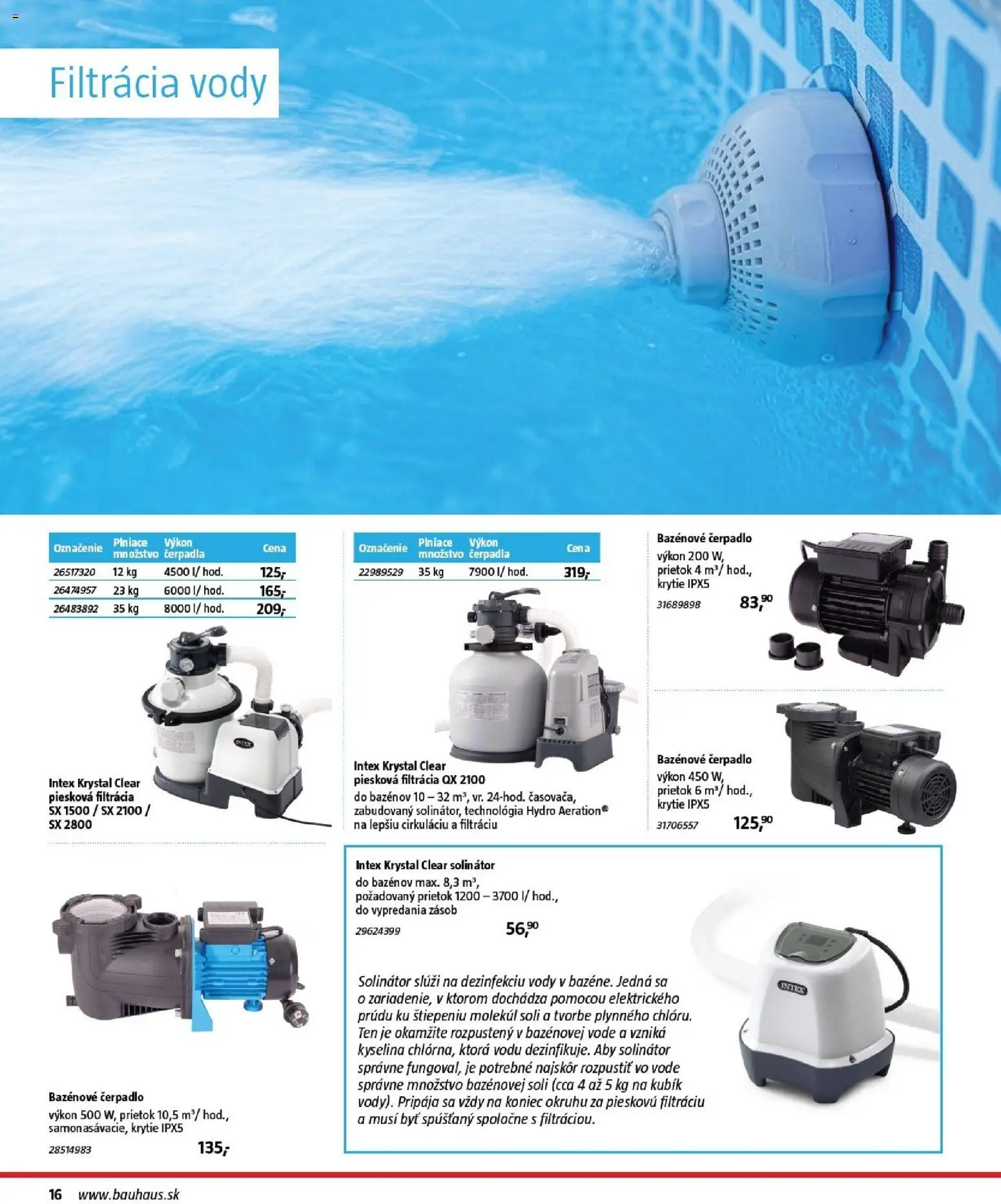 Nové Bauhaus akcie – leták je platný od 22.07.2026 | Strana: 16 | Produkty: Čerpadlo, Filtrácia
