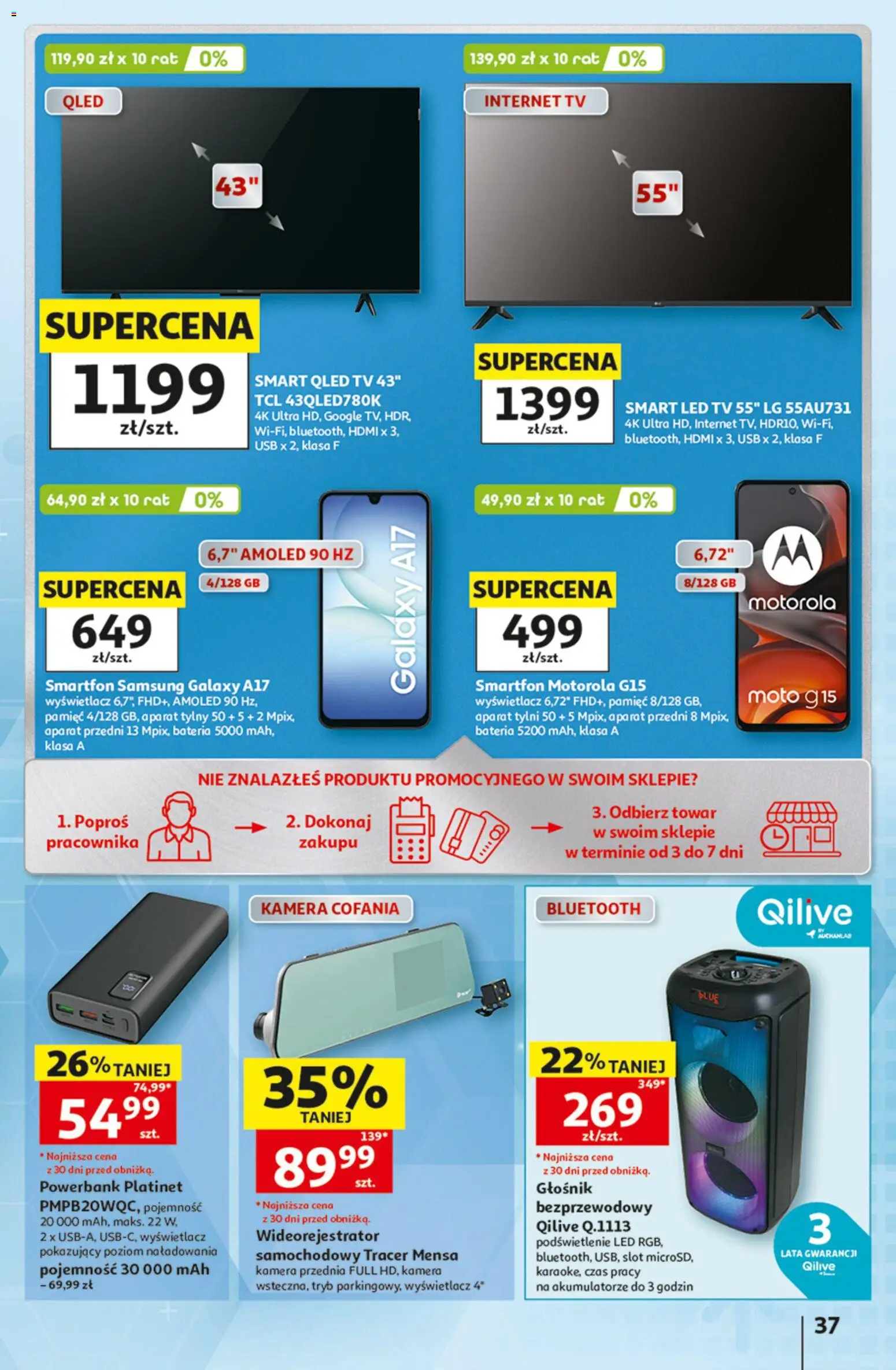 Auchan gazetka - 30 Lat Hipermarket od 06.08.2026 | Strona: 37 | Produkty: Głośnik, USB, Powerbank, Bateria