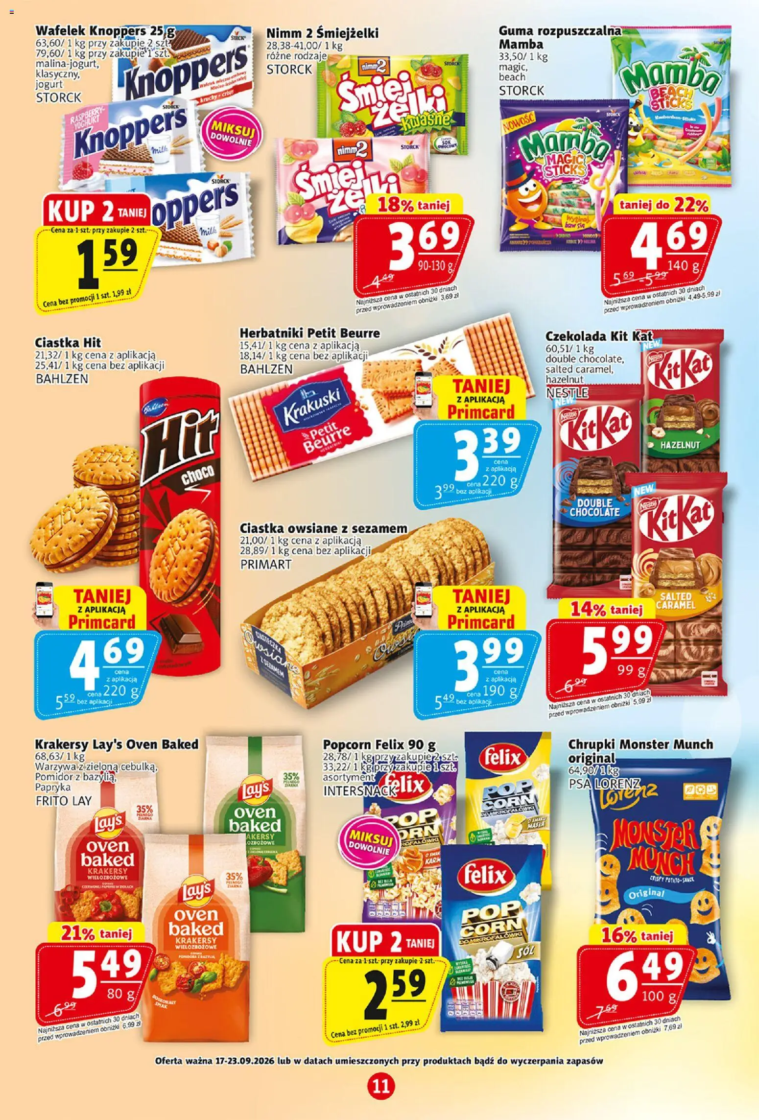 Prim Market gazetka od 17.09.2026 | Strona: 11 | Produkty: Chrupki, Herbatniki, Żelki, Warzywa
