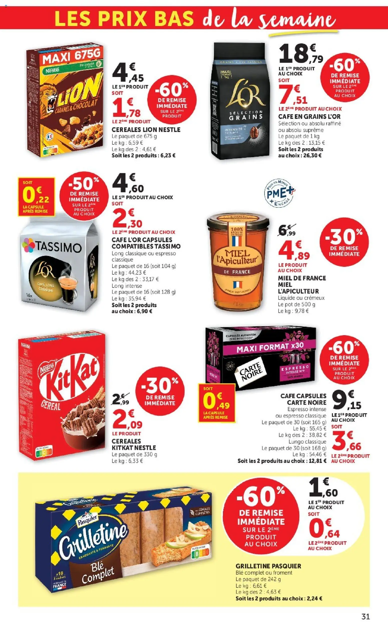 {H1} | Page: 31 | Produits: Café en grains, Café, Chocolat, Céréales