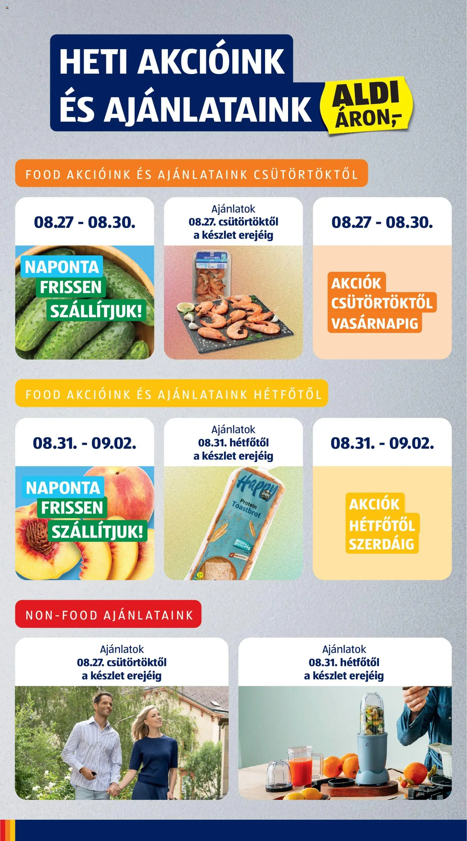 Aldi akciós ujság - amely érvényes a következő dátumtól: 2026.08.27. | Oldal: 6 | Termékek: Seafood, Protein, Rosé
