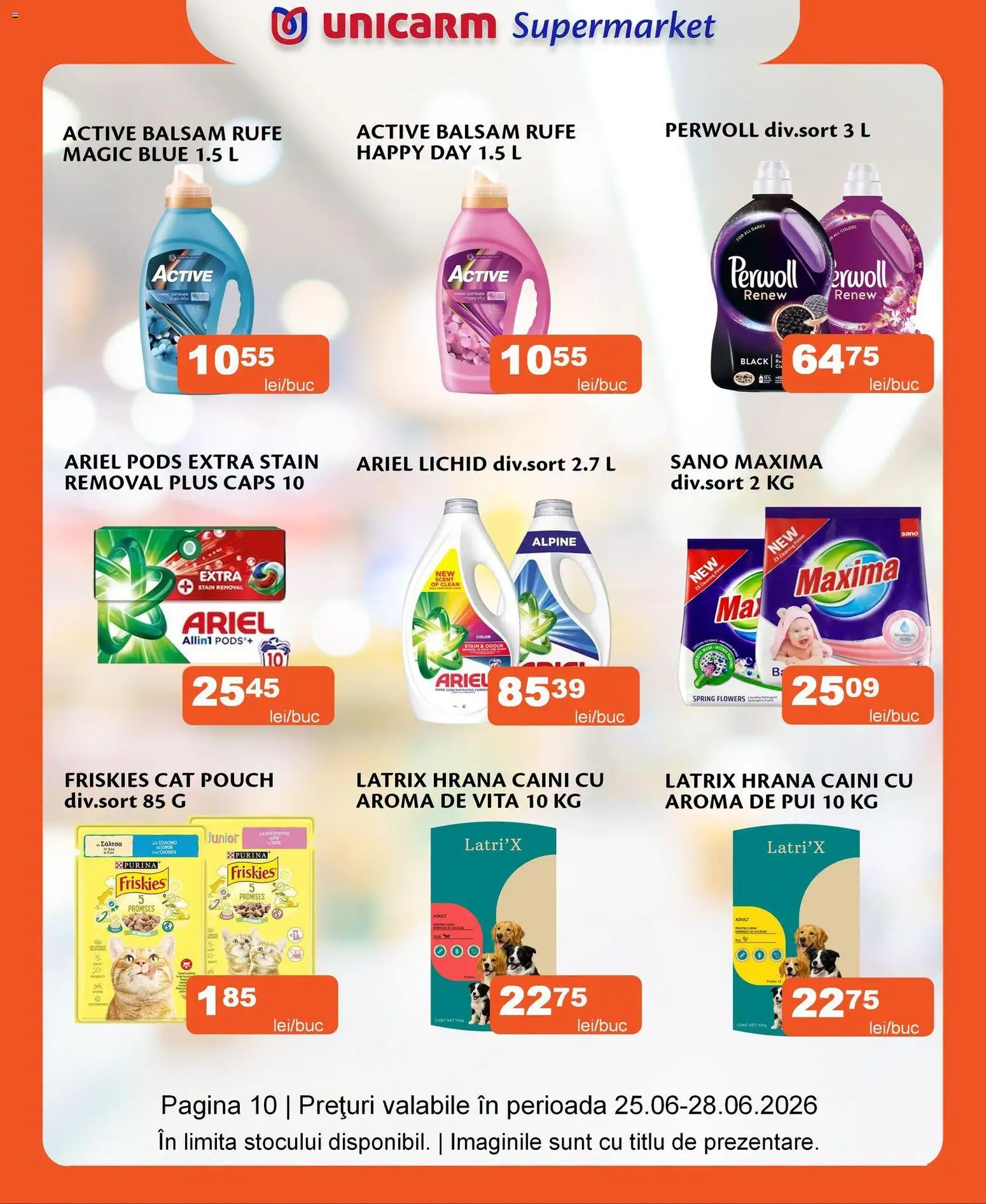 Noul catalog Unicarm – valabil de la 25.06.2026 | Pagină: 10 | Produse: Pomelo, Hacıyatmaz Kedi Oyuncağı, Balsam