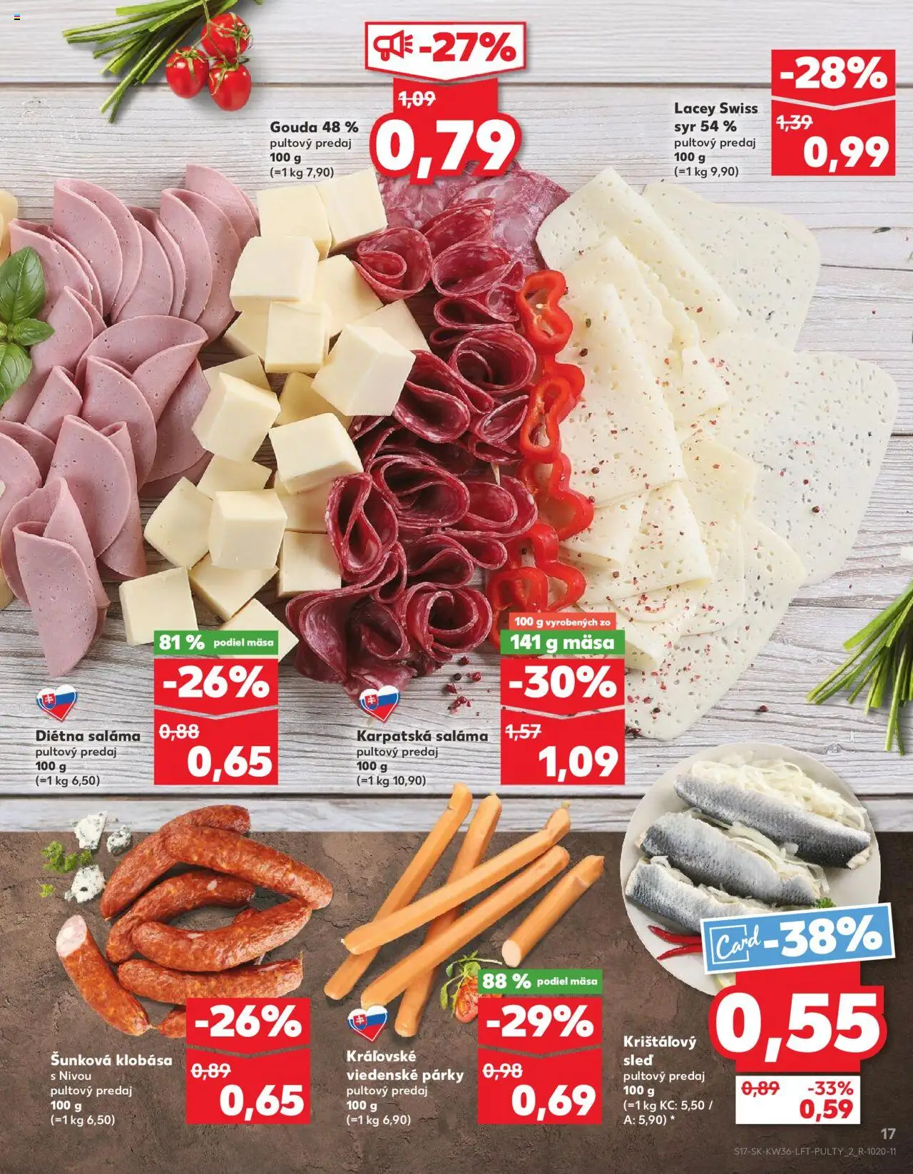 Nové Kaufland akcie – leták je platný od 04.09.2025 | Strana: 17 | Produkty: Syr, Klobása, Gouda, Párky