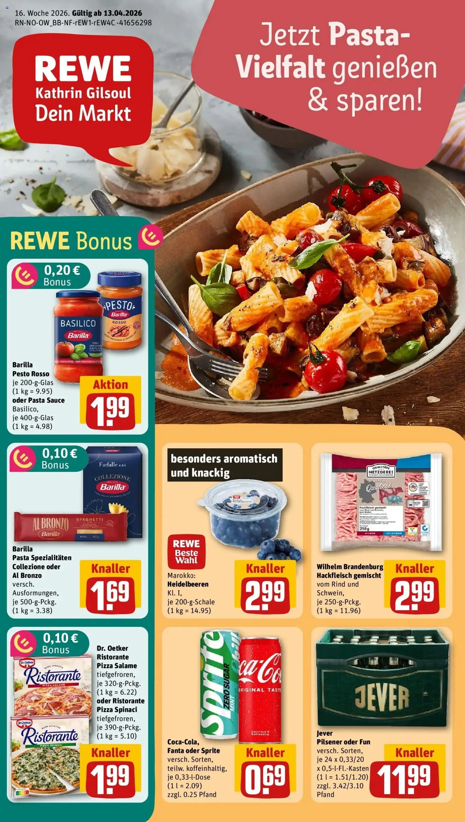Rewe Prospekt Dörentrup	 – gültig ab 12.04.2026 | Seite: 1 | Produkte: Ristorante, Barilla pesto, Pasta, Hackfleisch