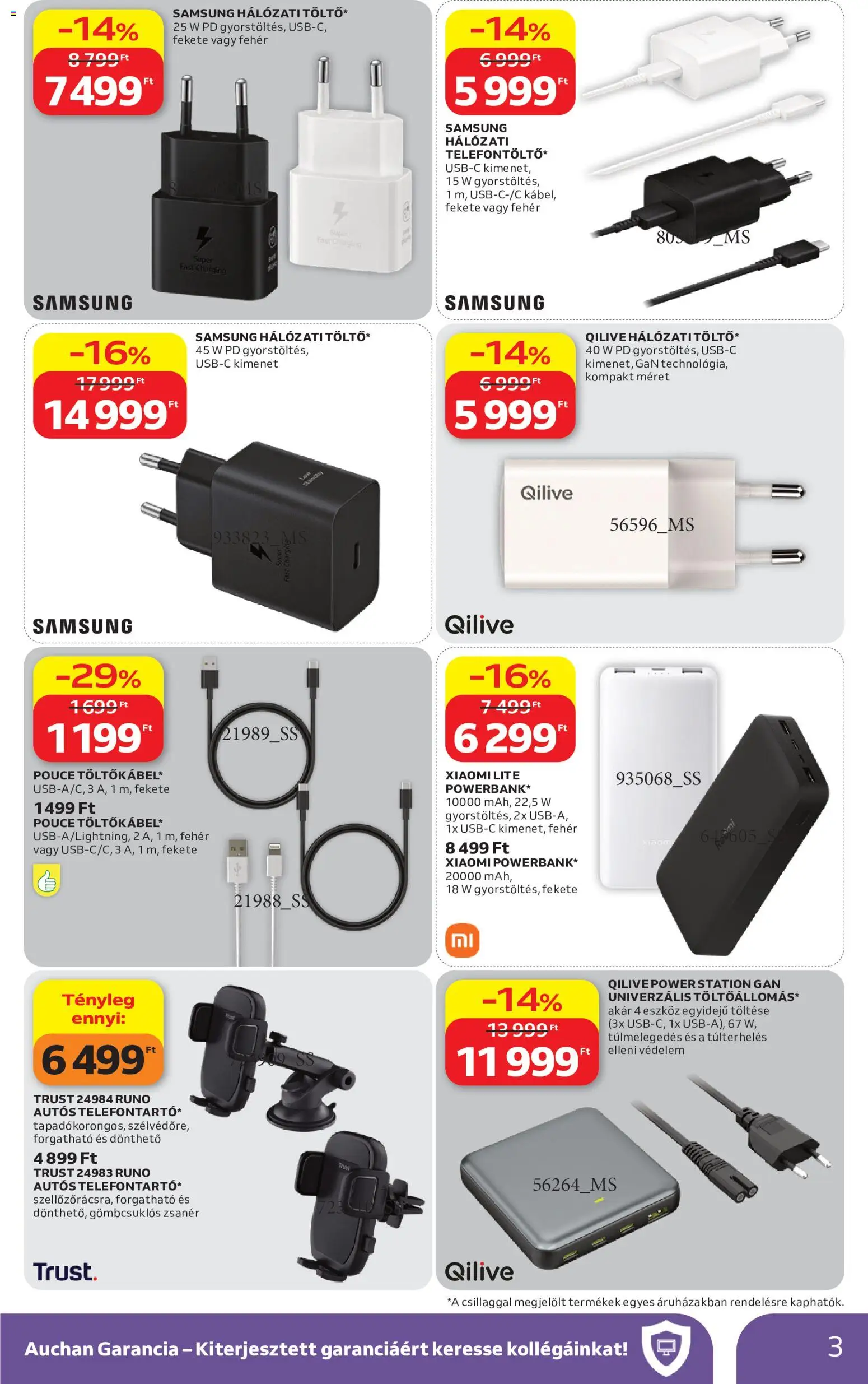 Auchan akciós ujság - amely érvényes a következő dátumtól: 2026.10.08. | Oldal: 3 | Termékek: Power bank, Xiaomi, Samsung, Eszköz