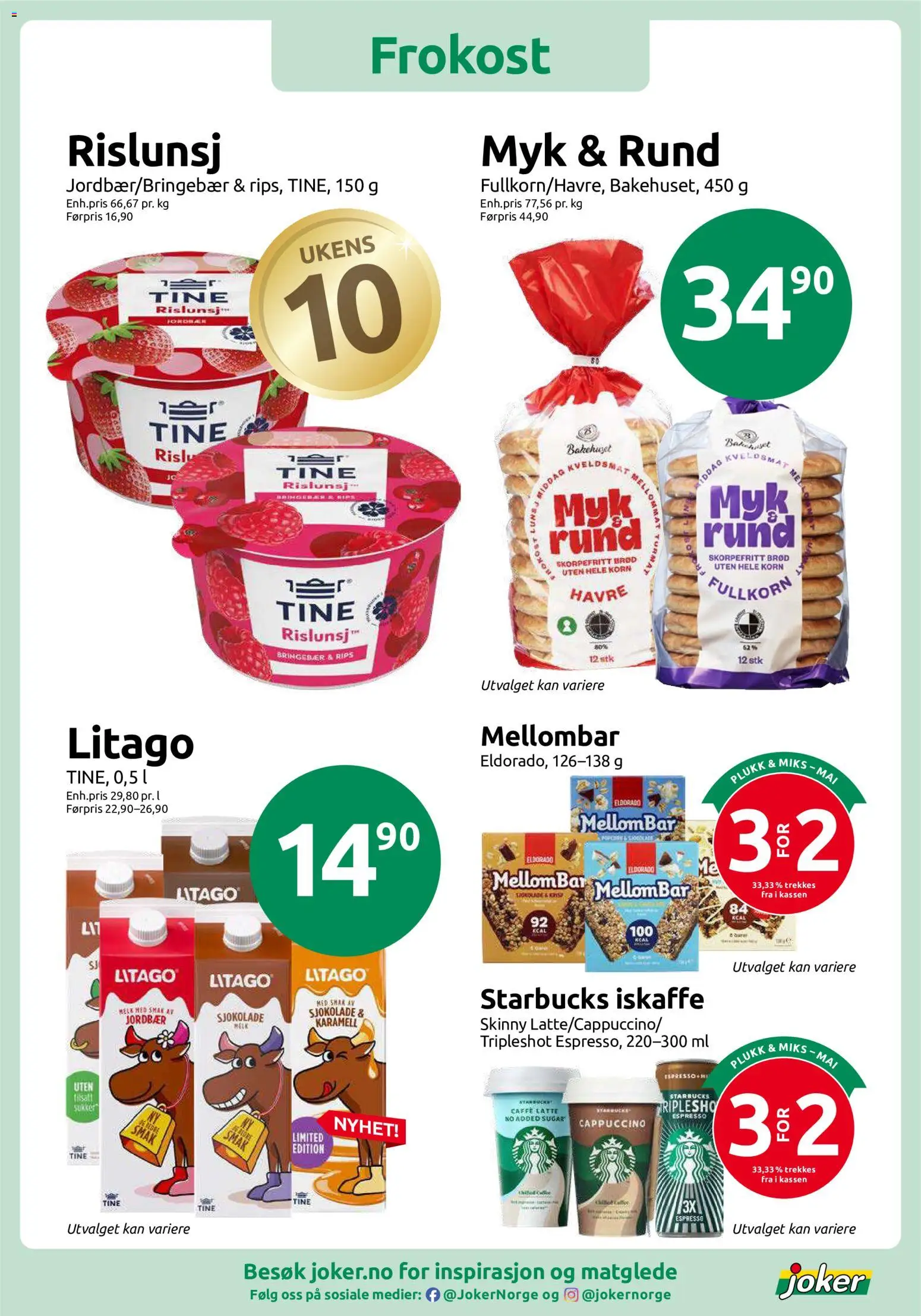 {H1} | Side: 5 | Produkter: Патч-корди, Melk, Brød, Iskaffe