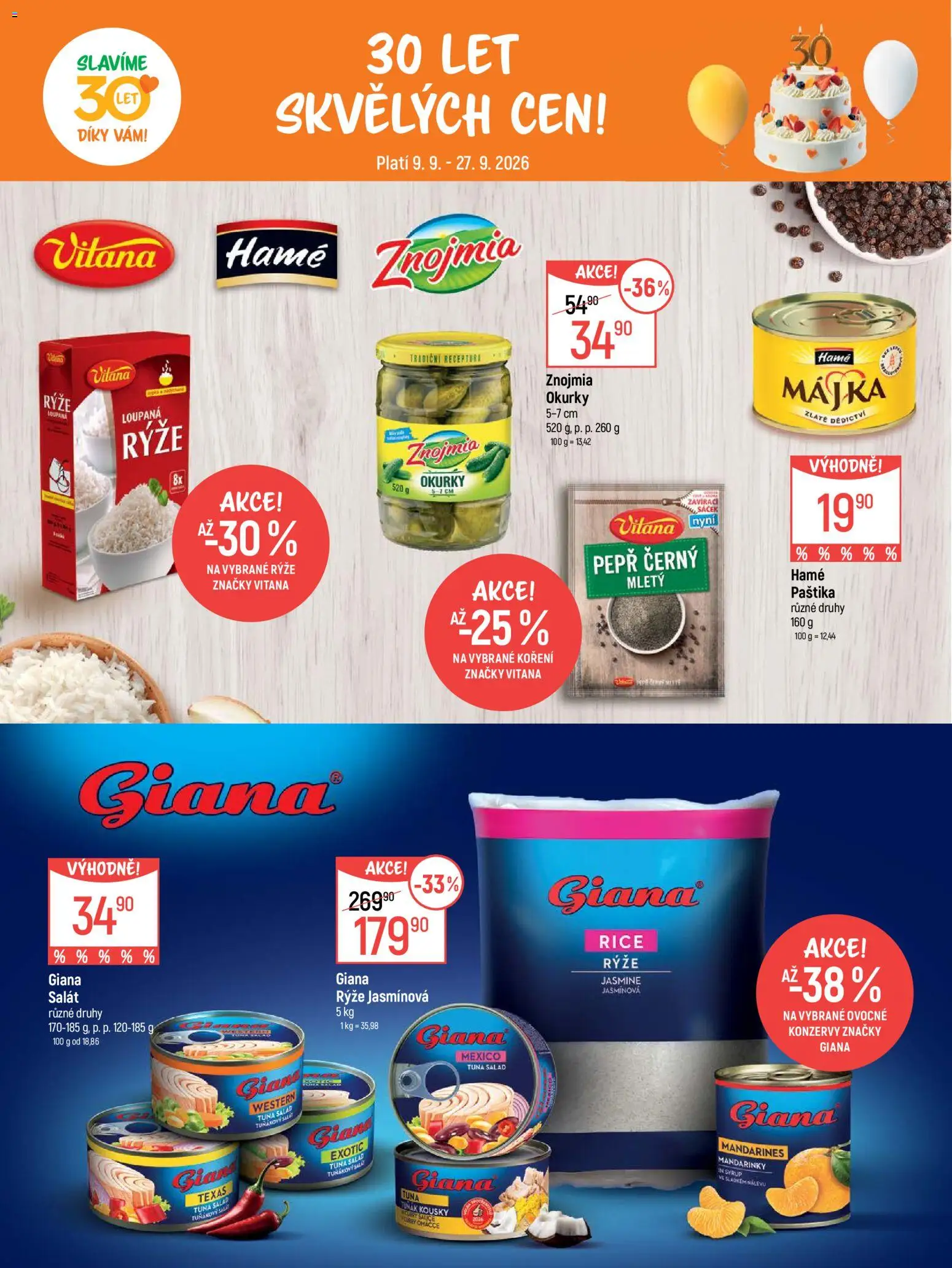 Globus leták - Pomáháme 30 let od 09.09.2026 | Strana: 9 | Produkty: Mandarinky, Salát, Koření, Paštika