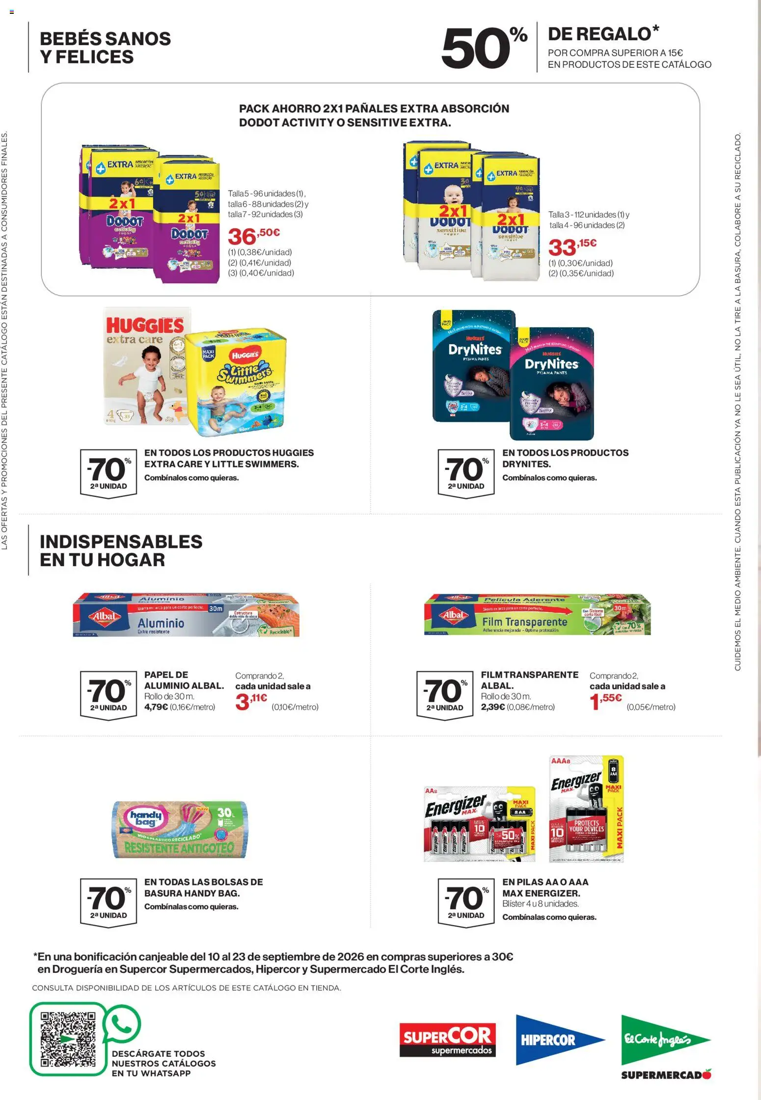 Hipercor Limpieza y Cuidado del Hogar │ válido desde el 26/08/2026 | Página: 8 | Productos: Pilas AA, Fanta, Pañales