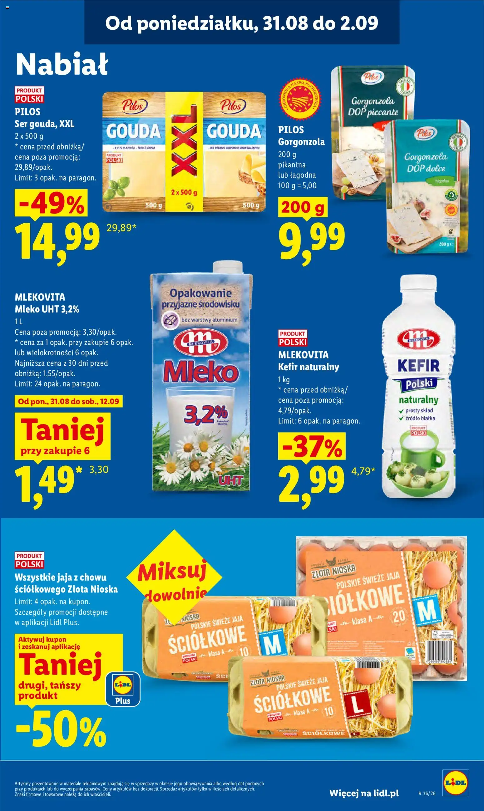Lidl Polsko leták od 31.08.2026 | Strana: 53 | Produkty: Kefír, Gouda, Mléko, Gorgonzola