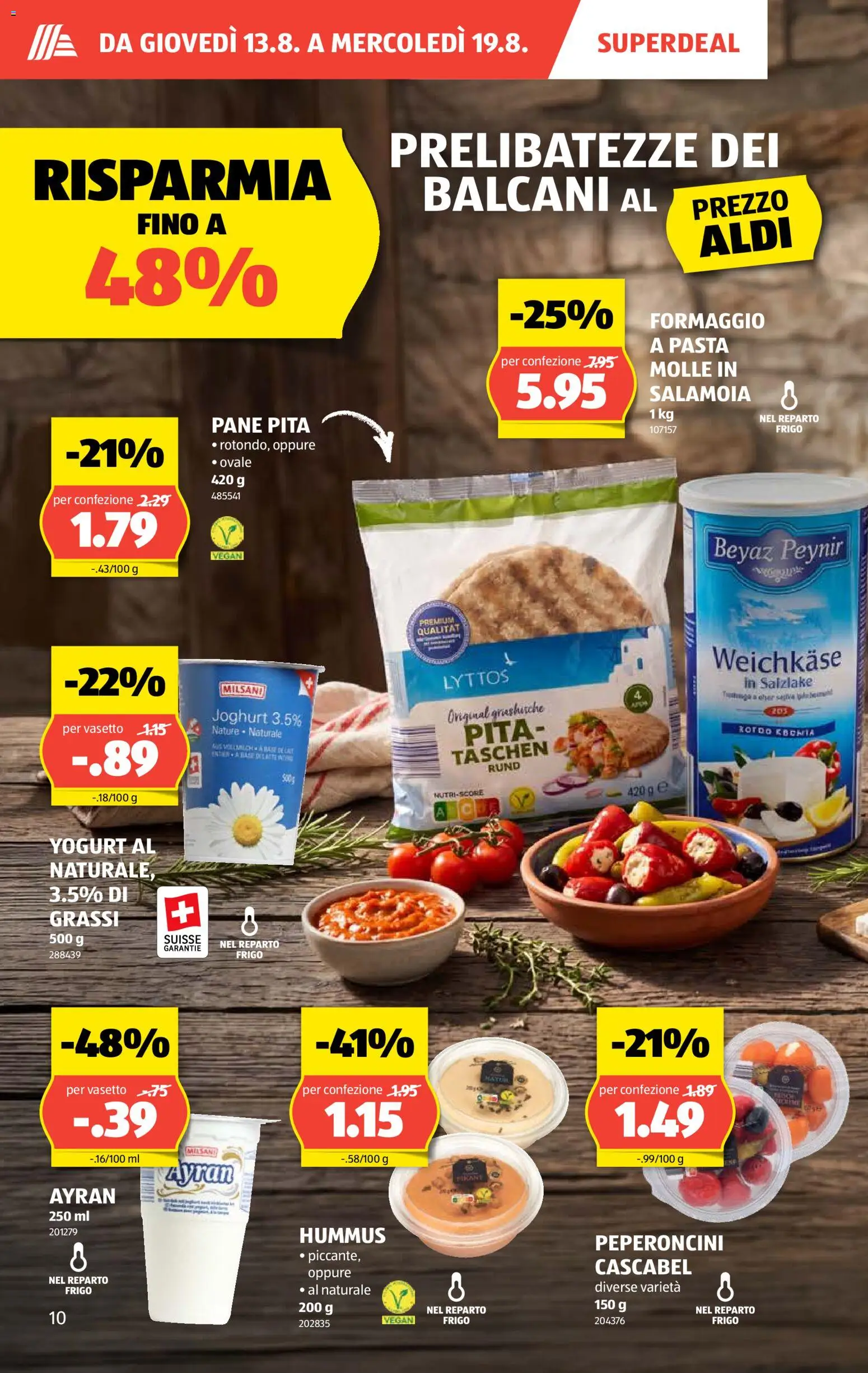 Aldi aktionen IT – gültig ab 13.08.2026 | Seite: 10 | Produkte: Pane, Joghurt, Pasta