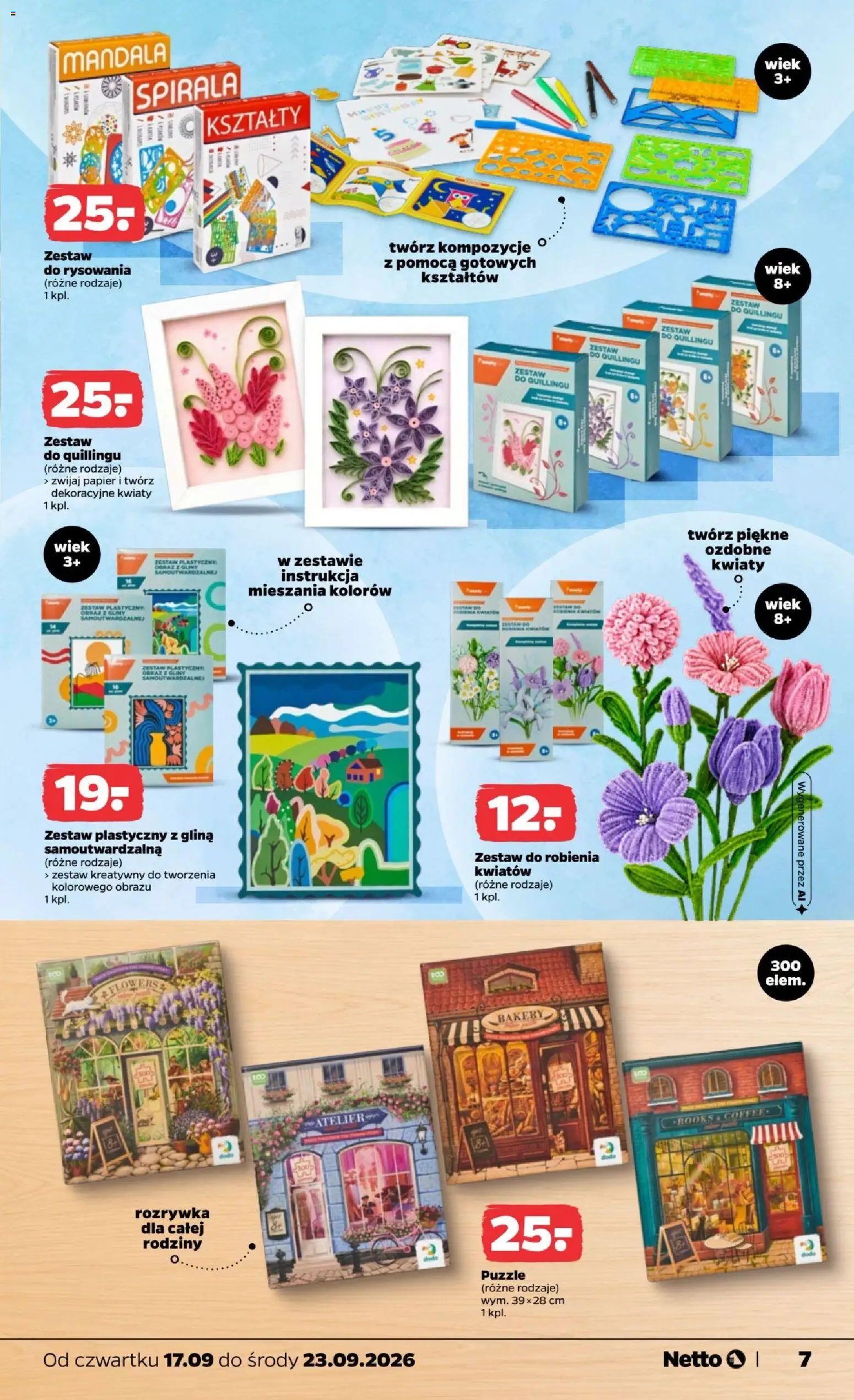 Netto gazetka od czwartku NonFood od 17.09.2026 | Strona: 7 | Produkty: Gumy, Puzzle, Kwiaty