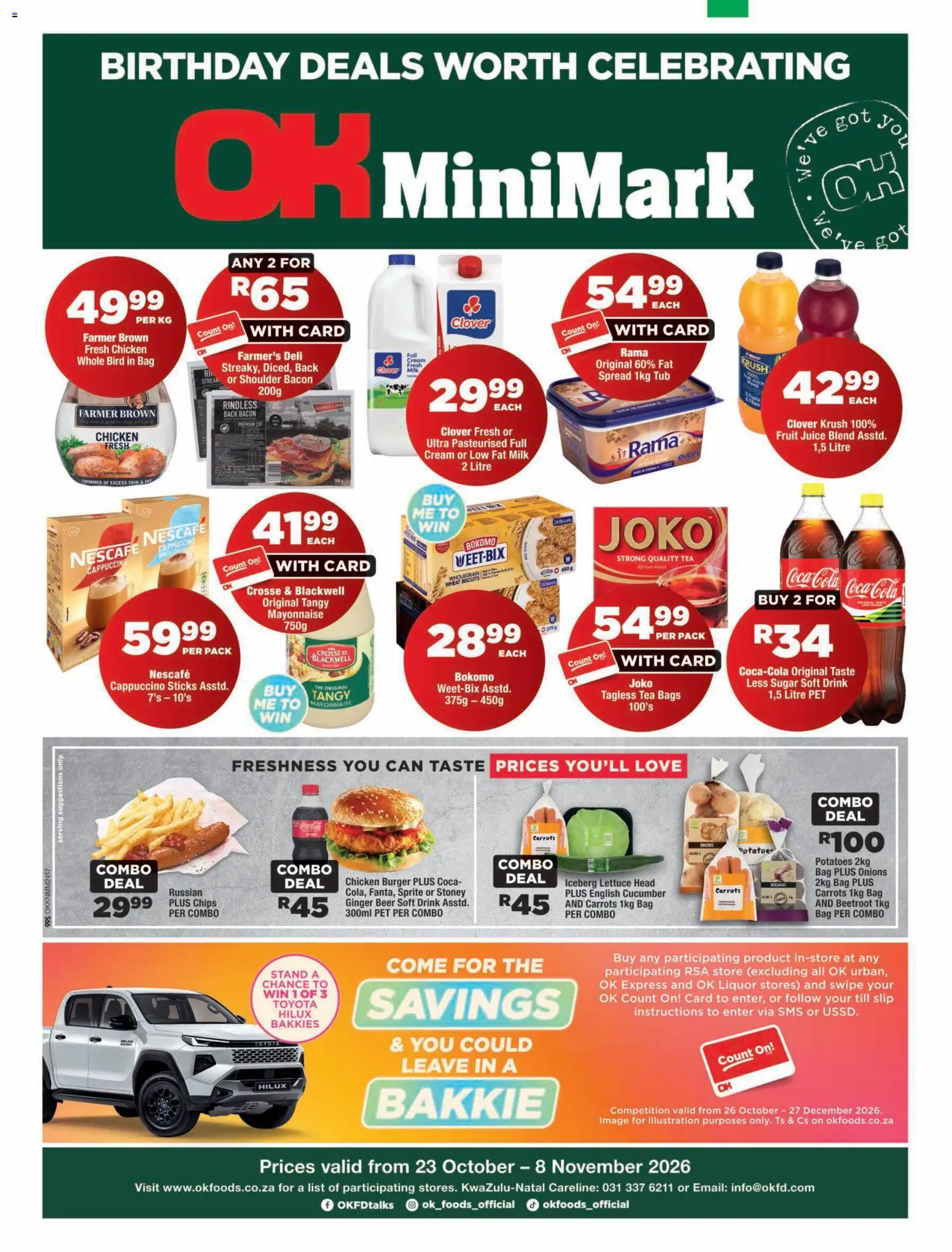 New OK Foods catalogue – valid from 23/10/2026 | Page: 1 | Products: Milk, Sprite, Chips, Carrots