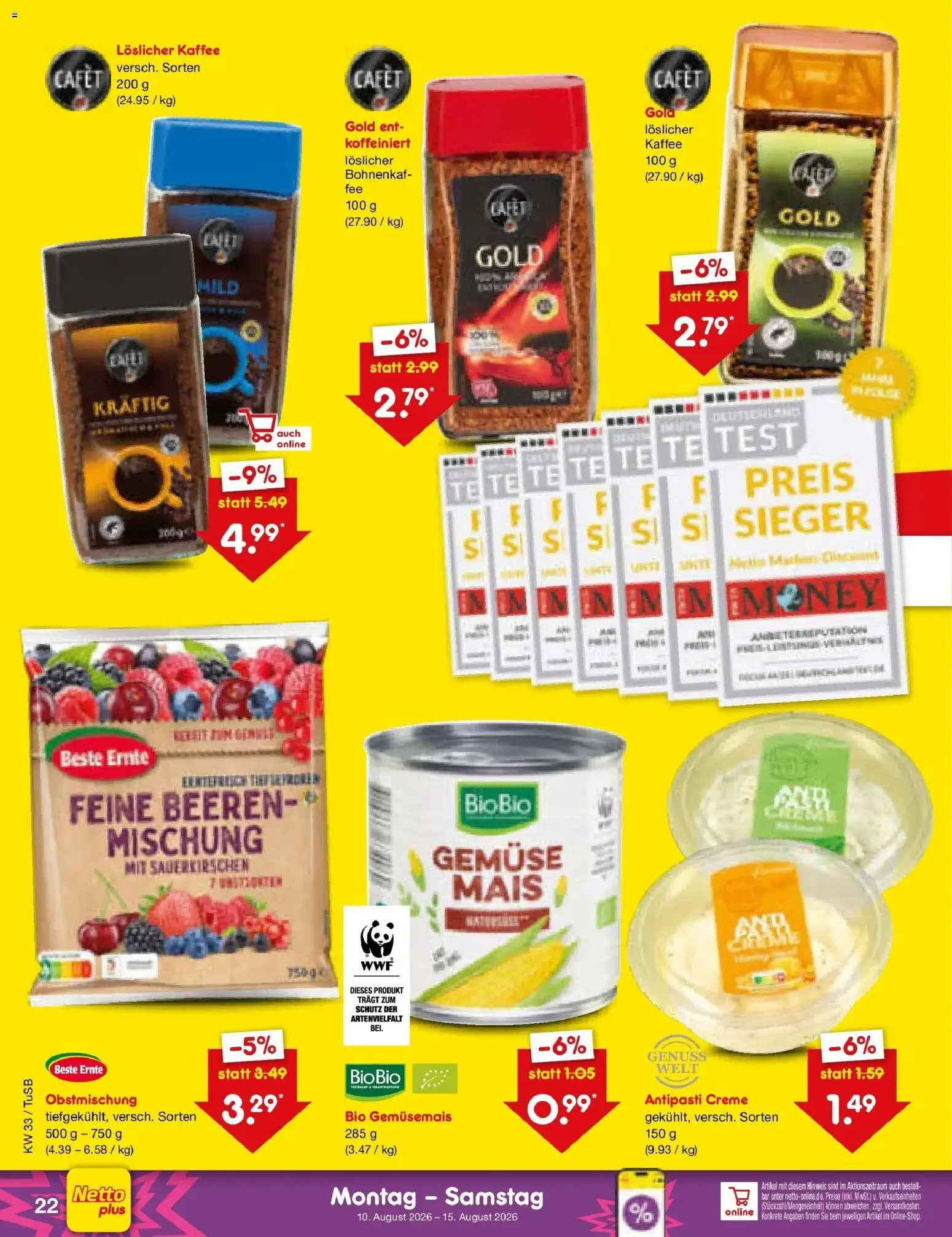 Netto Marken-Discount Prospekt Lahr-Langenwinkel – gültig ab 10.08.2026 | Seite: 32 | Produkte: Kaffee, Creme, Gemüse, Löslicher Kaffee