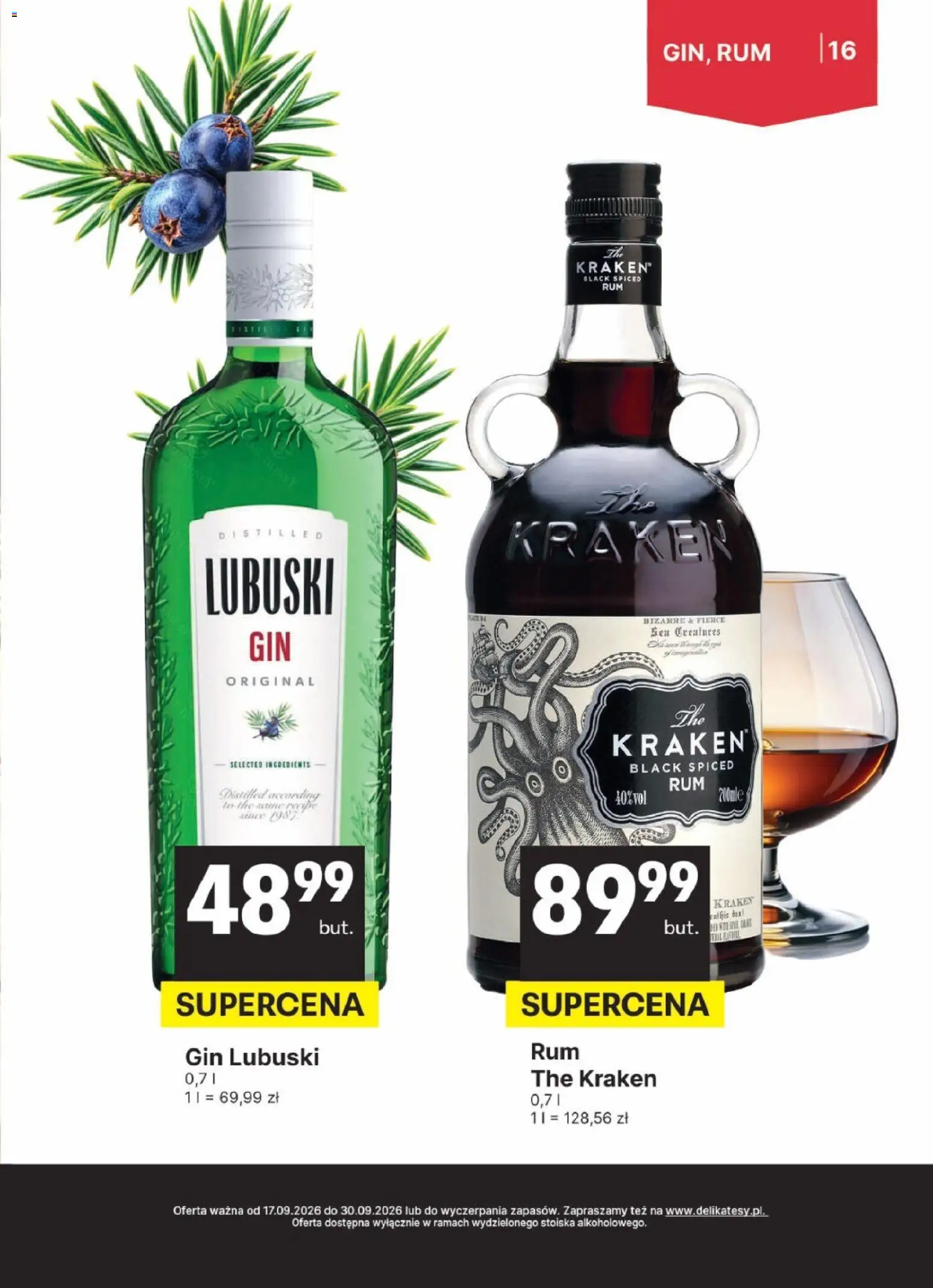 Delikatesy Centrum gazetka - DeliBarek od 15.10.2026 | Strona: 16 | Produkty: Gin Lubuski, Rum, Gin