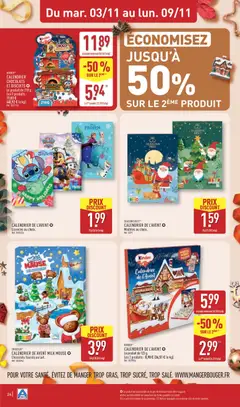 Aldi - Prévisualisation de KINDER® CALENDRIER CHOCOLATS ET BISCUITS, Le produit de 218 g. valide à partir de 03/11/2026 | Page: 28 | Produits: Calendrier, Calendrier de l'avent, Biscuits