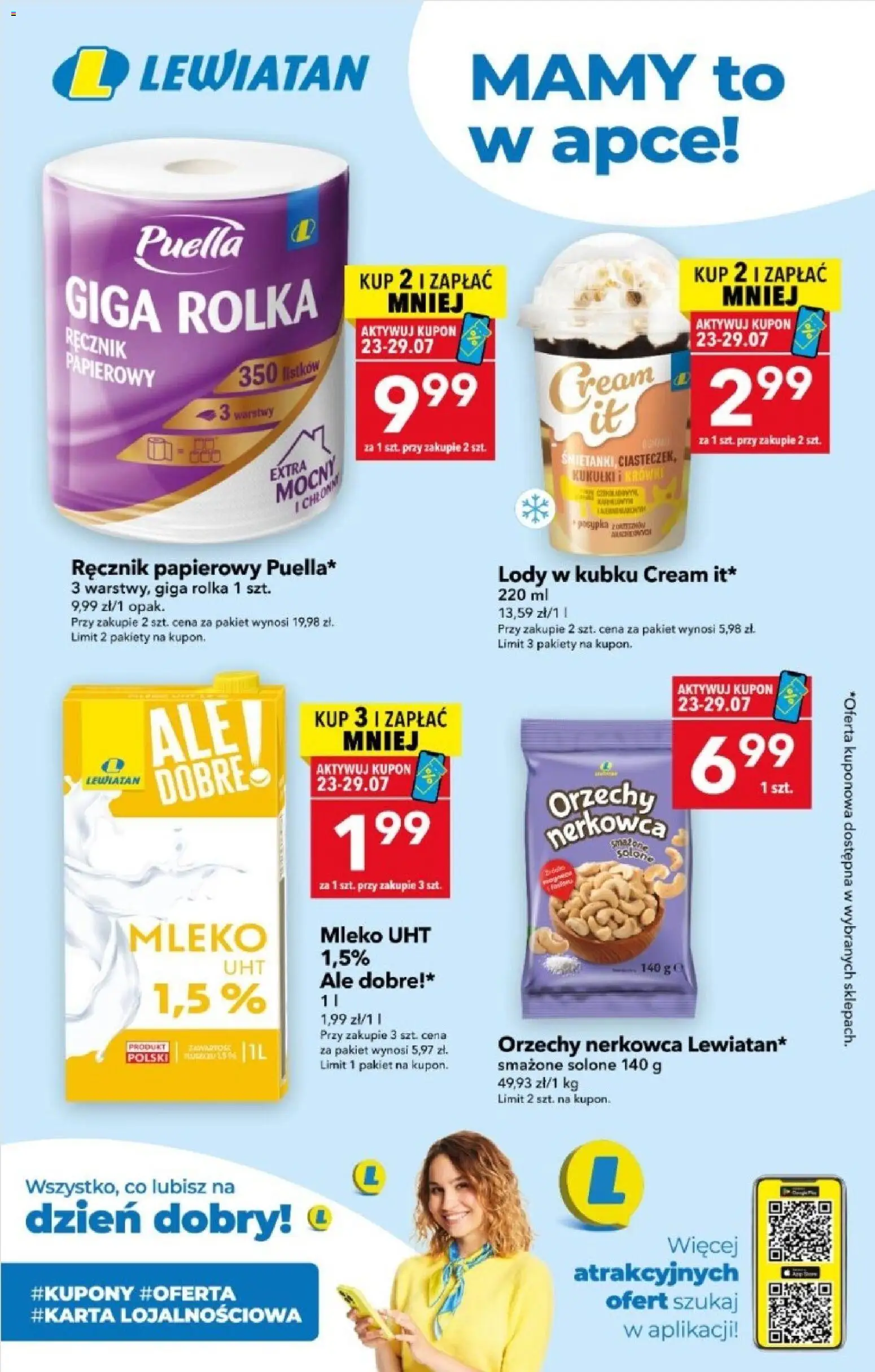Lewiatan gazetka - Mamy to w apce od 23.07.2026 | Strona: 1 | Produkty: Orzechy, Lody, Ręcznik papierowy, Krówki
