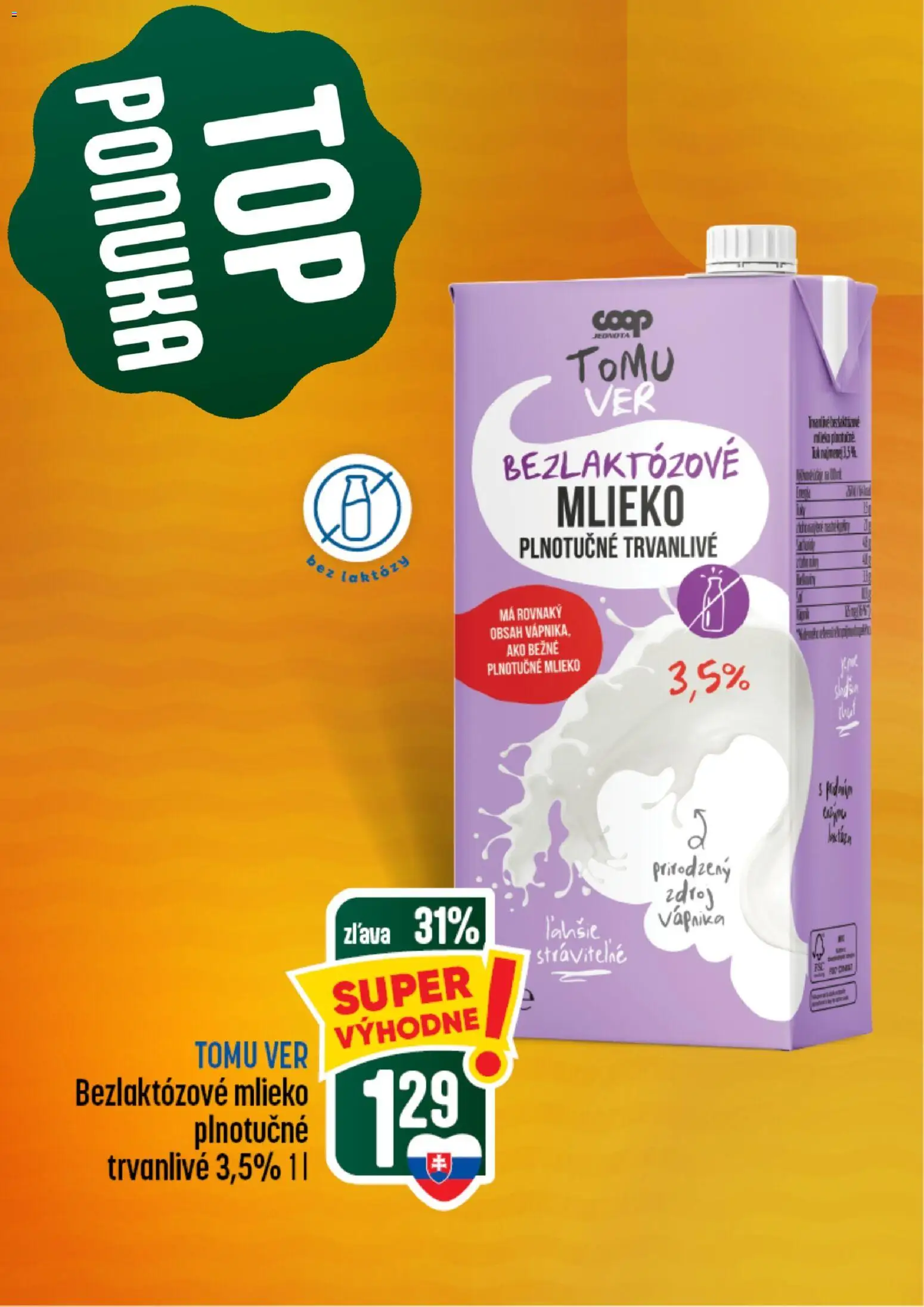 Nové COOP Jednota akcie – leták je platný od 24.09.2026 | Strana: 4 | Produkty: Mlieko, Mlieko bez laktózy, Bezlaktózové mlieko
