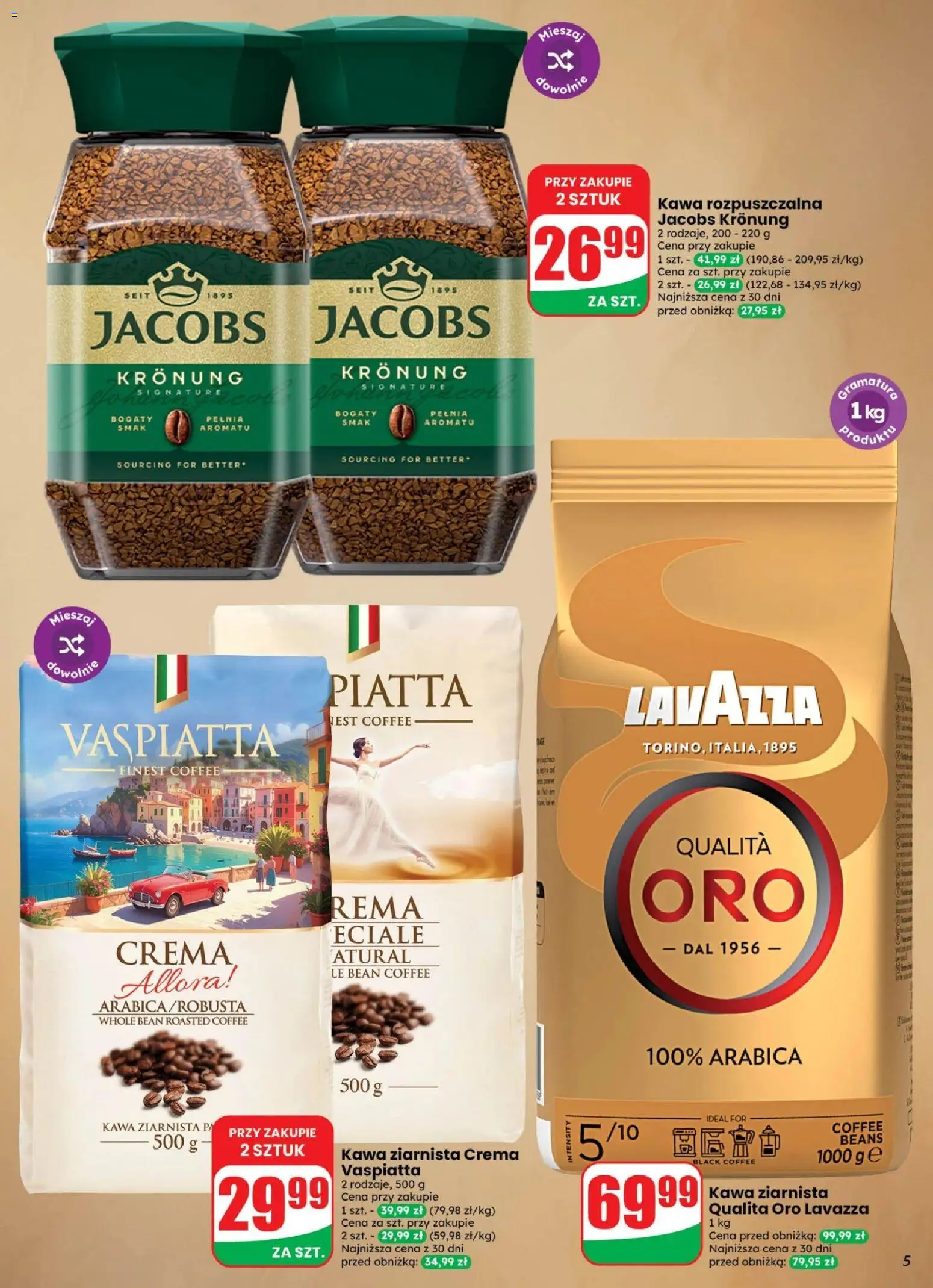 Dino gazetka - Weekendowe Okazje od 21.08.2026 | Strona: 5 | Produkty: Mak, Kawa ziarnista, Lavazza, Kawa