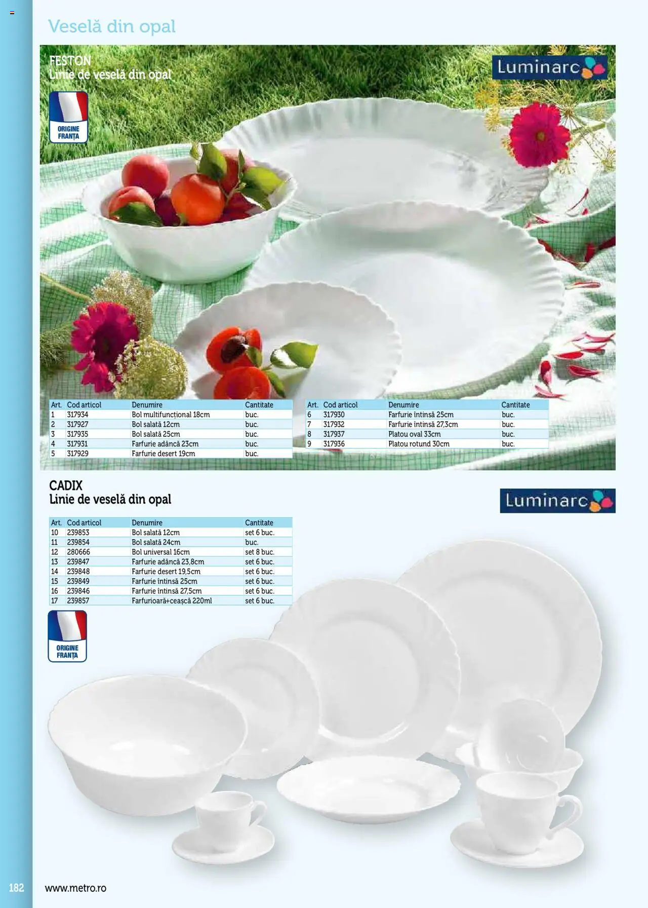 Noul catalog Metro – valabil de la 17.09.2025 | Pagină: 182 | Produse: Bol, Farfurie, Salată, Desert