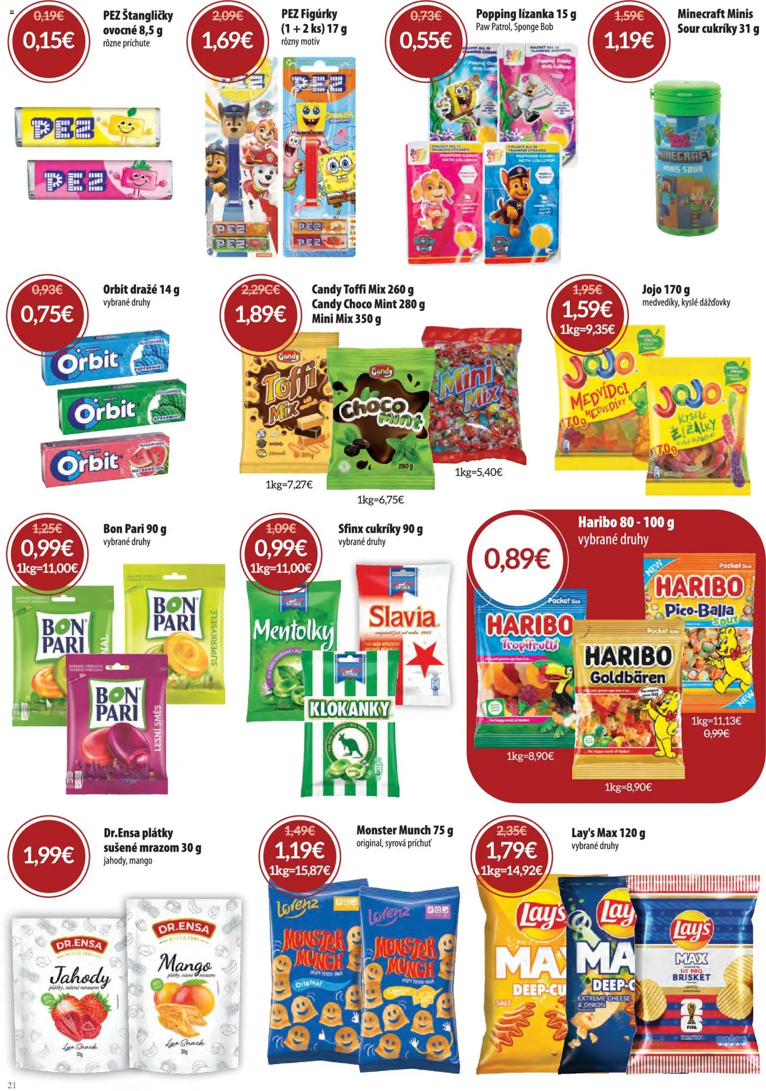 Nové Nitrazdroj akcie – leták je platný od 07.05.2026 | Strana: 21 | Produkty: Cukríky, Jahody, Mango