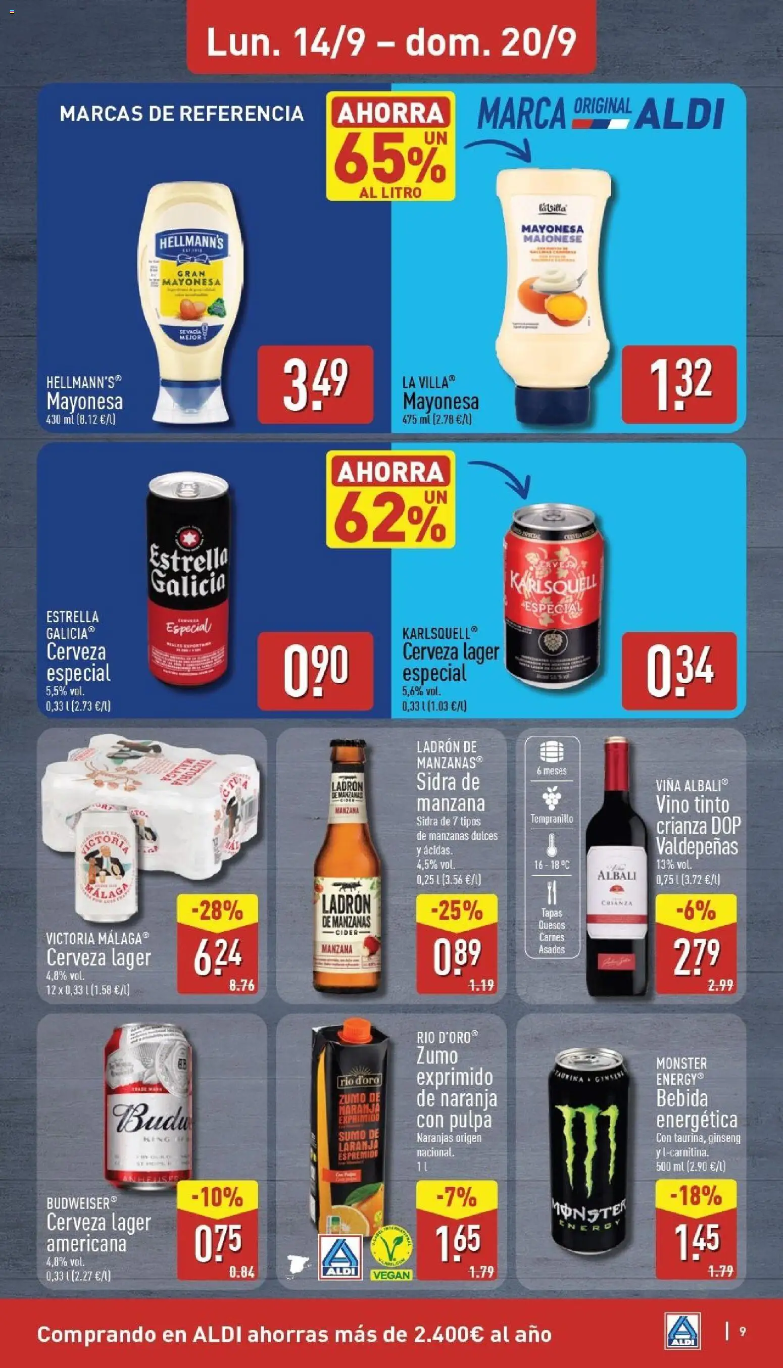 Aldi folleto Baleares │ válido desde el 14/09/2026 | Página: 9 | Productos: Cerveza, Manzanas, Té, Mayonesa