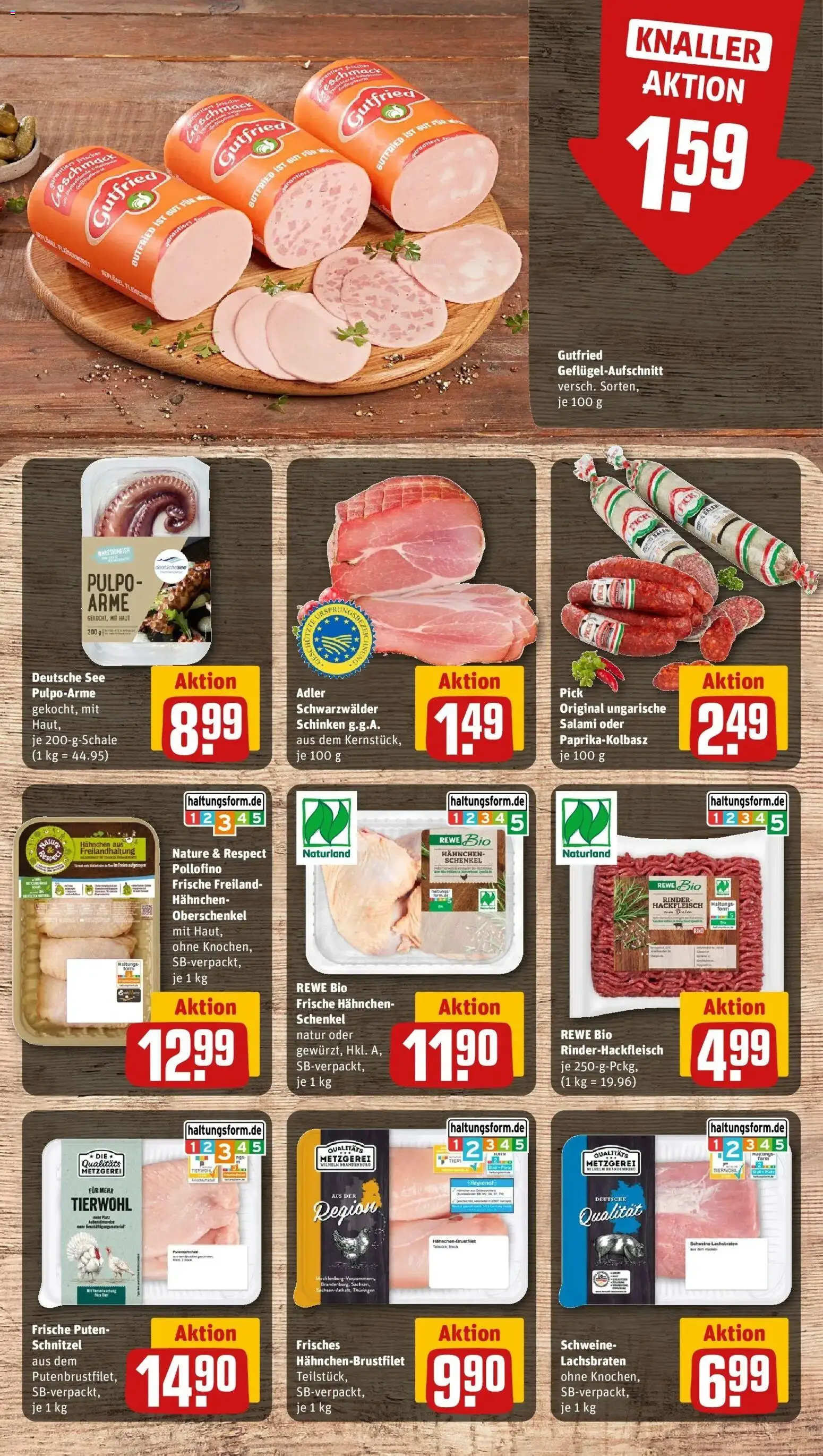 REWE Prospekt ab 19.10.2026 zum Blättern » Angebote | Seite: 10 | Produkte: Hahnchen, Schnitzel, Salami, Schinken