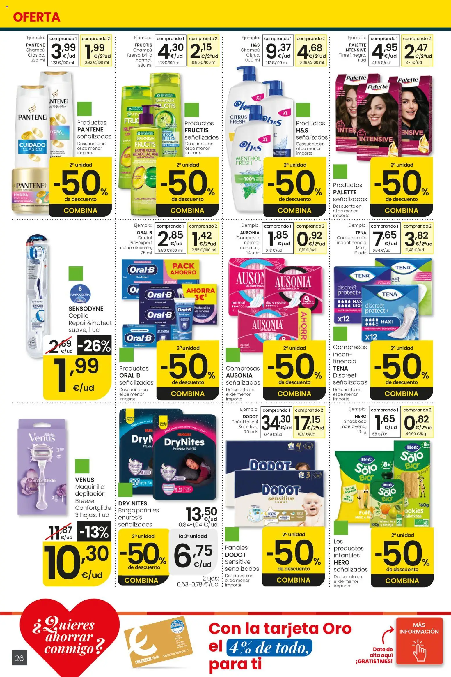 Eroski Nirekin aurreztu nahi Aliprox │ válido desde el 14.05.2026 | Página: 26 | Productos: Tinte, Cepillo, Champú, Γλυφιτζούρι