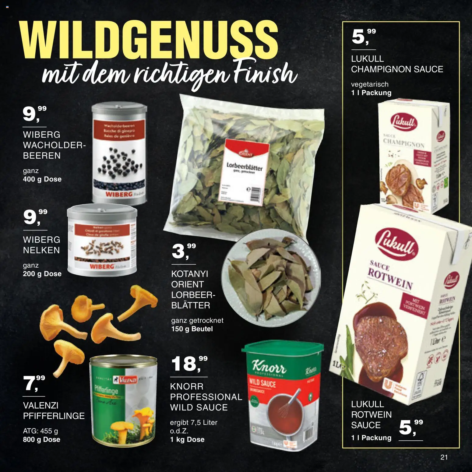 Handelshof Wildkatalog – gültig ab 15.10.2026 | Seite: 21 | Produkte: Rotwein, Knorr, Finish, Pfifferlinge