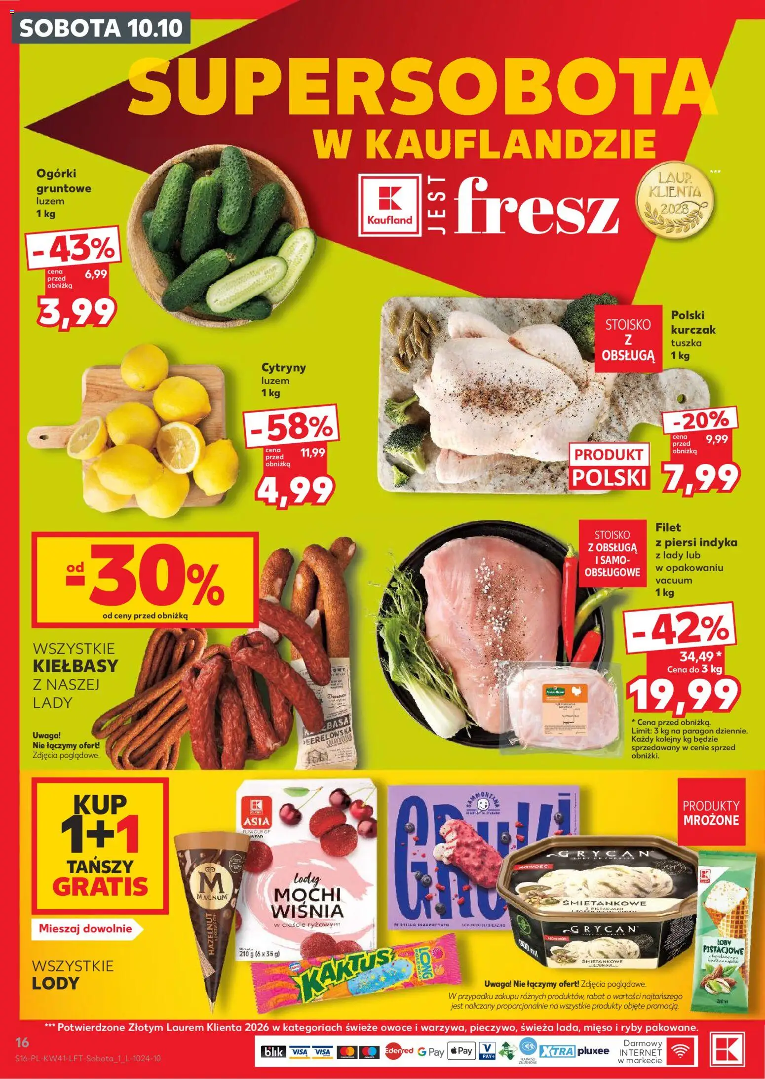 Kaufland Polsko leták od 08.10.2026 | Strana: 16 | Produkty: Mochi, Ryby, Magnum, Filet
