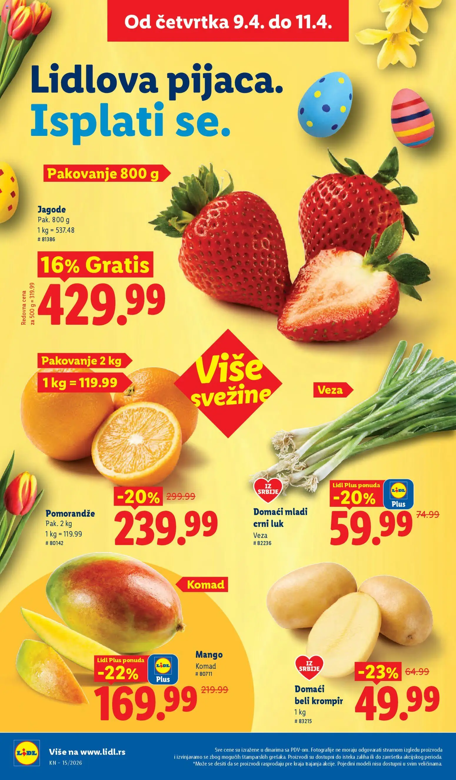 Lidl katalog - važi od 09.04.2026 | Strana: 16 | Proizvode: Jagode, Mango, Krompir, Luk