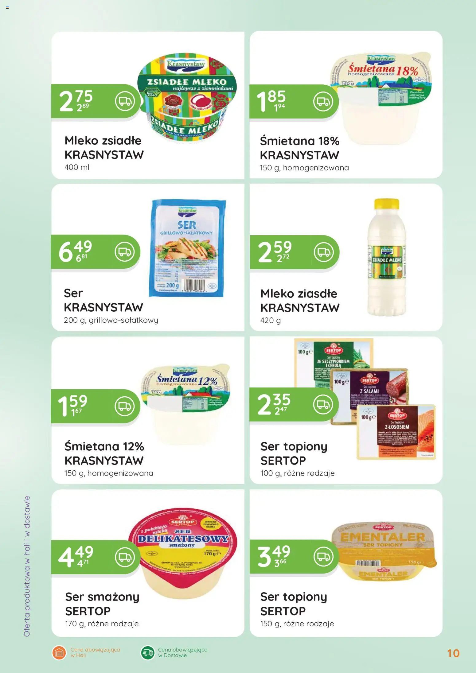 Eurocash gazetka - Południe od 27.07.2026 | Strona: 10 | Produkty: Ser topiony, Zsiadłe mleko, Mleka, Śmietana