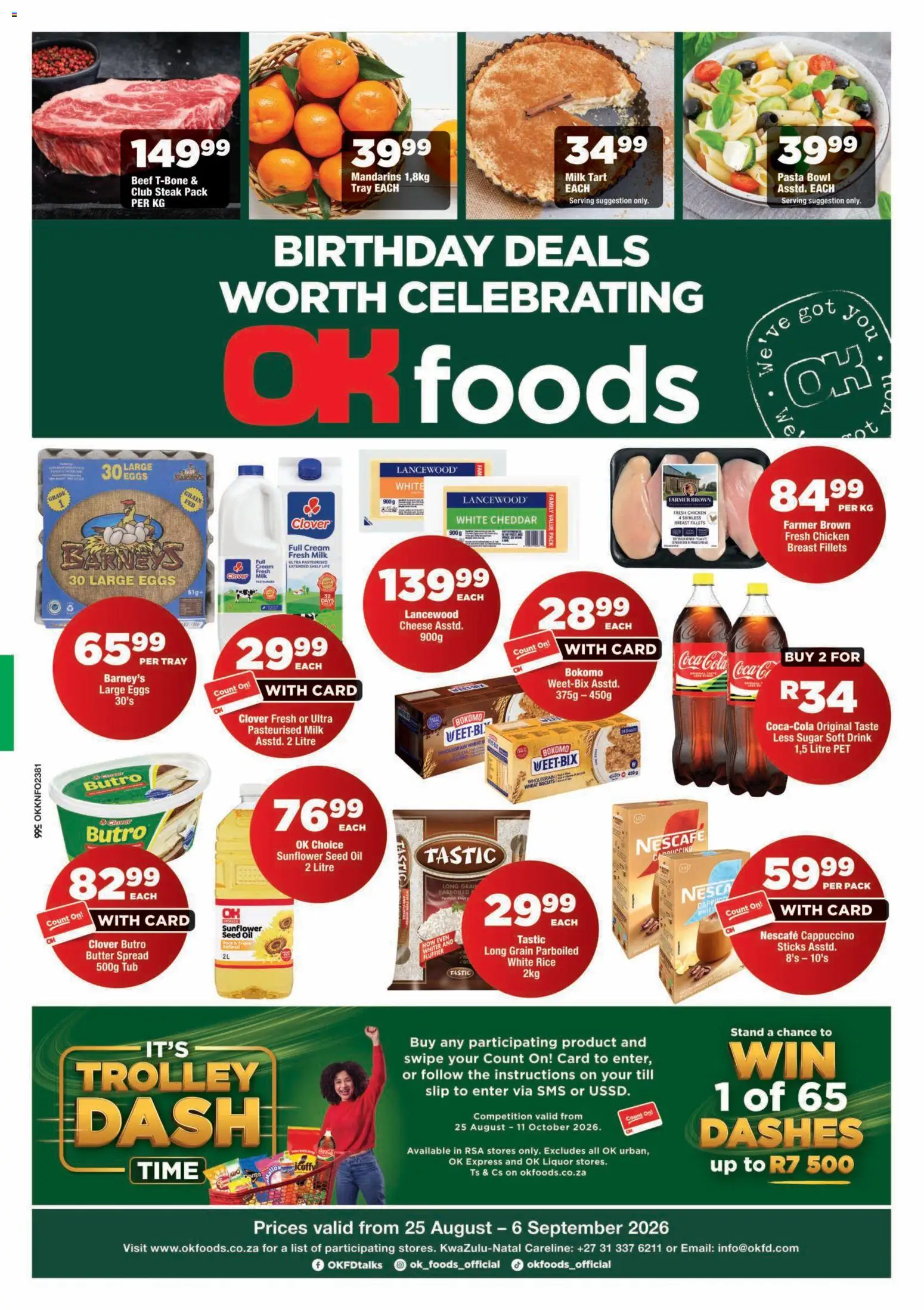 New OK Foods catalogue – valid from 25/08/2026 | Page: 1 | Products: Spread, Oil, Biscuits, Rice