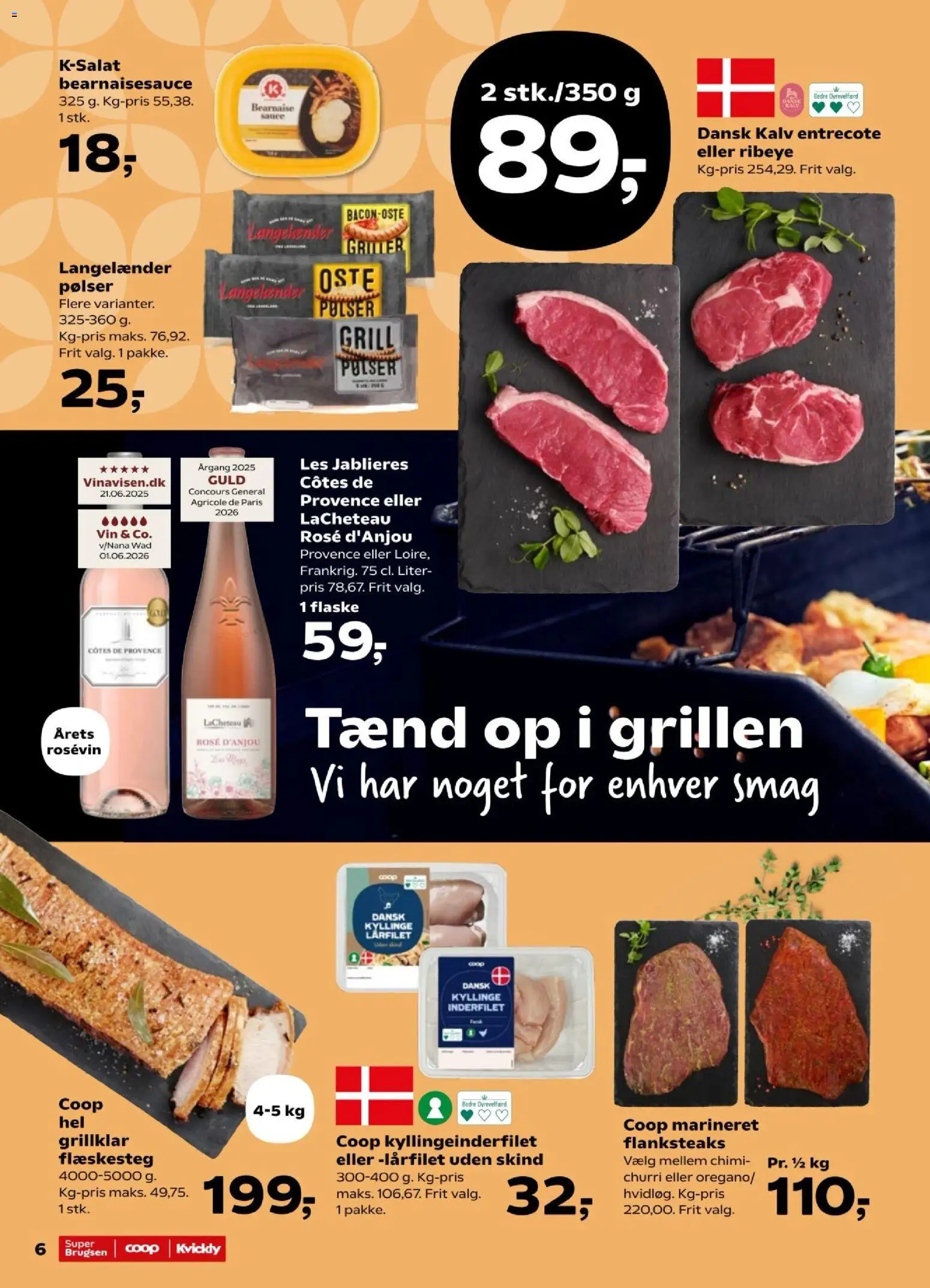 Kvickly tilbudsavis – gyldig fra 02/07/2026 | Side: 6 | Produkter: Pølser, Vin, Flæskesteg, Grill