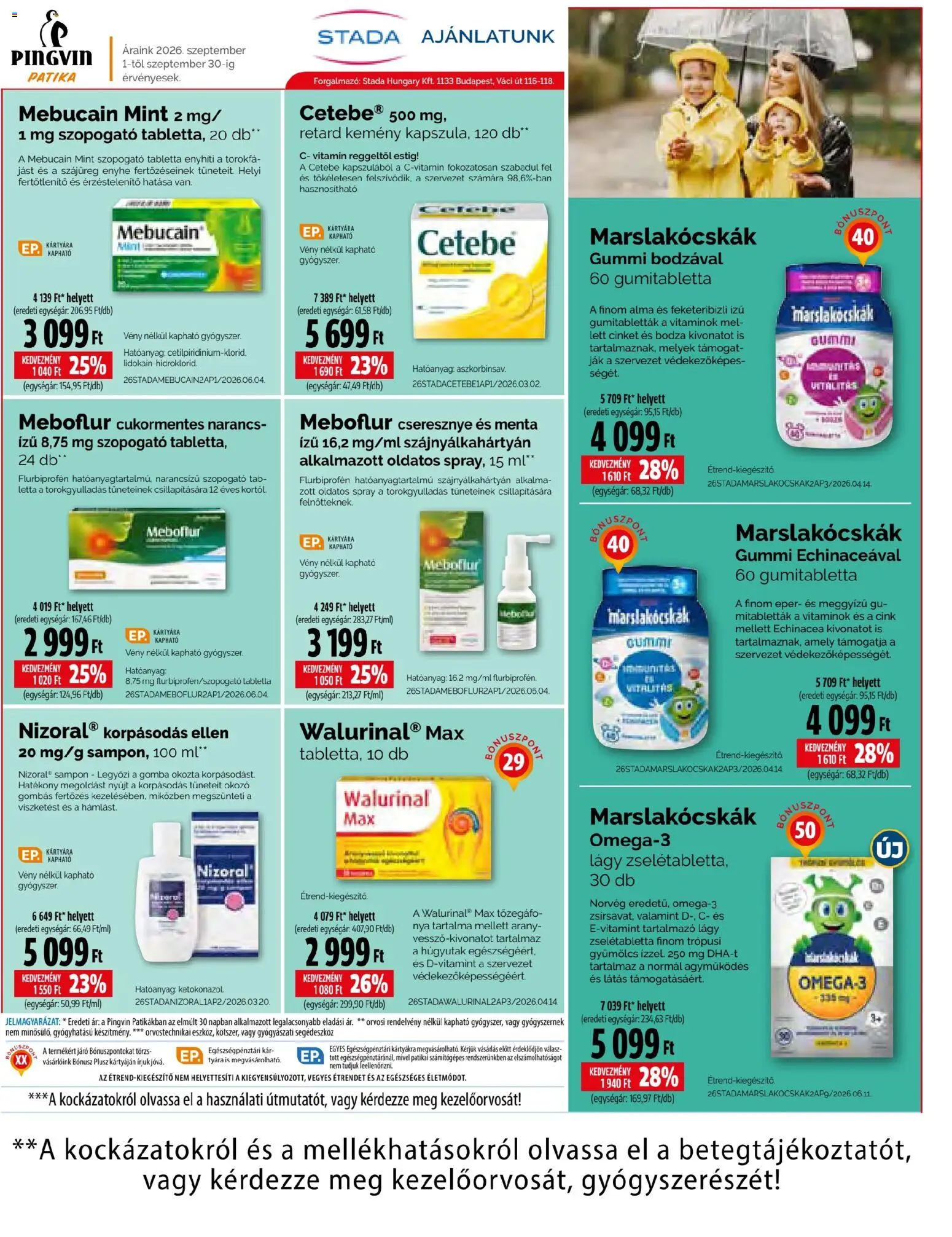 Pingvin Patika akciós ujság - amely érvényes a következő dátumtól: 2026.09.01. | Oldal: 13 | Termékek: Vitamin, Menta, Sampon, Alma
