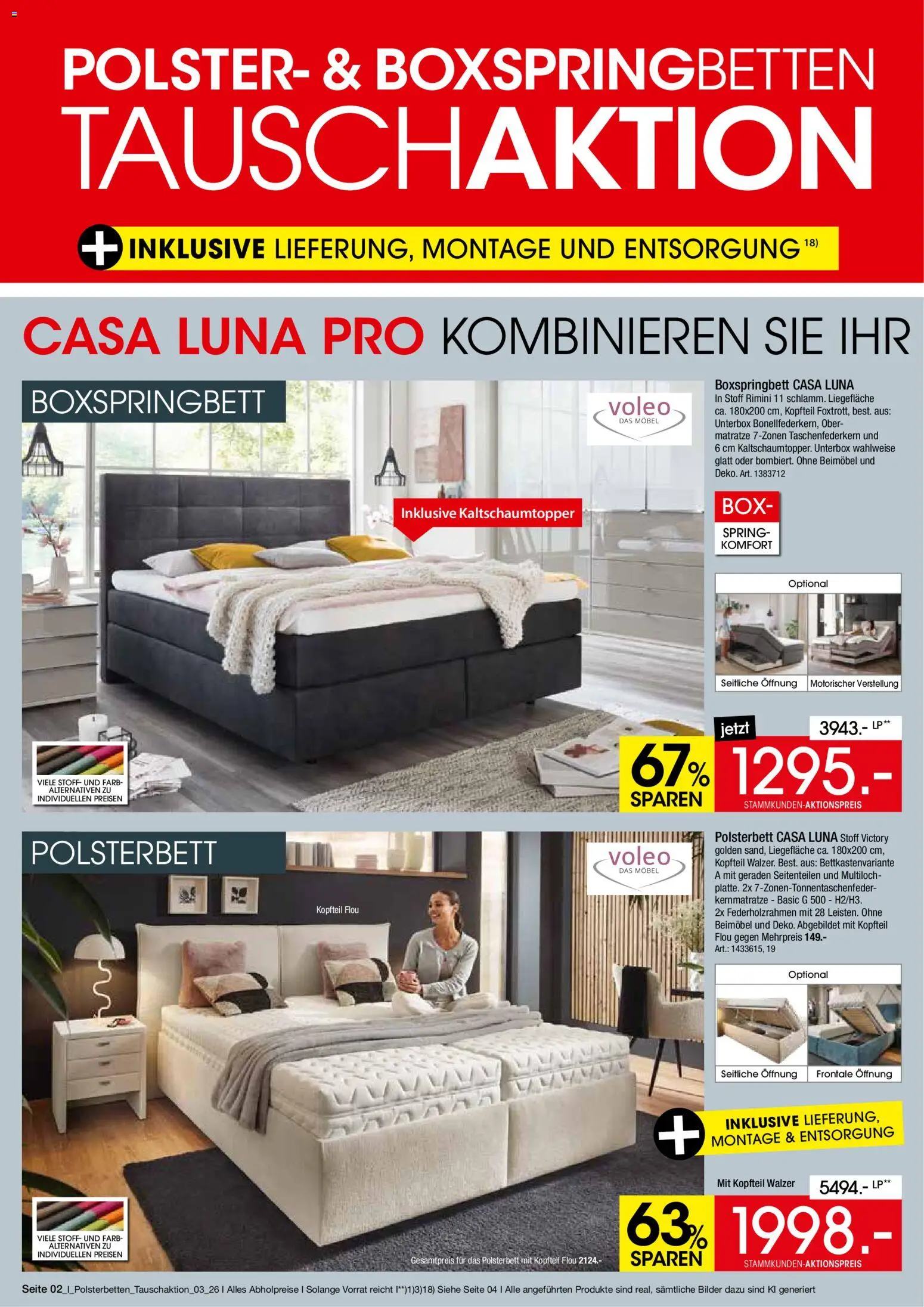 Zurbrüggen Polsterbetten tauschaktion – gültig ab 27.08.2026 | Seite: 2 | Produkte: Boxspringbett, Polsterbett, Box, Bilder