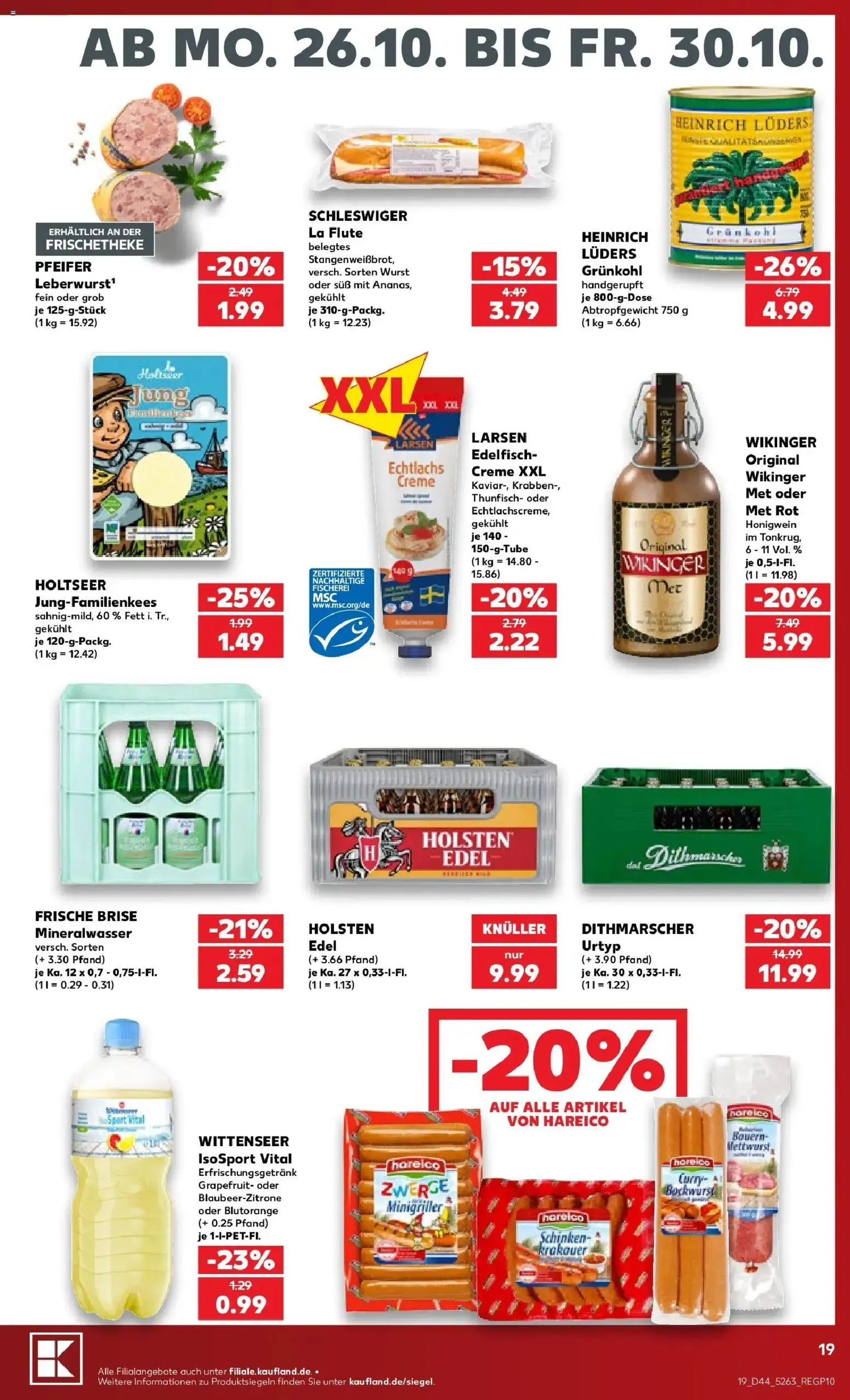 Prospekt Kaufland ab 26.10.2026 » Angebote Online zum Blättern | Seite: 23 | Produkte: Bockwurst, Met, Thunfisch, Wurst