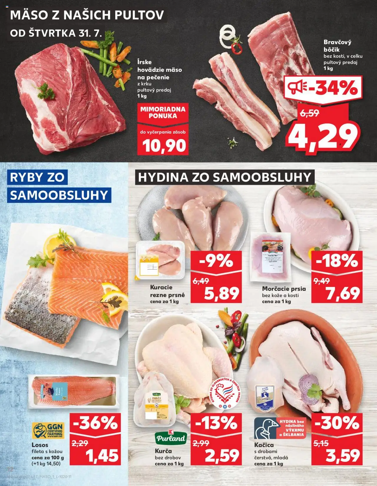 Nové Kaufland akcie – leták je platný od 31.07.2025 | Strana: 12 | Produkty: Ryby, Hovädzie mäso, Bravčový bôčik, Losos