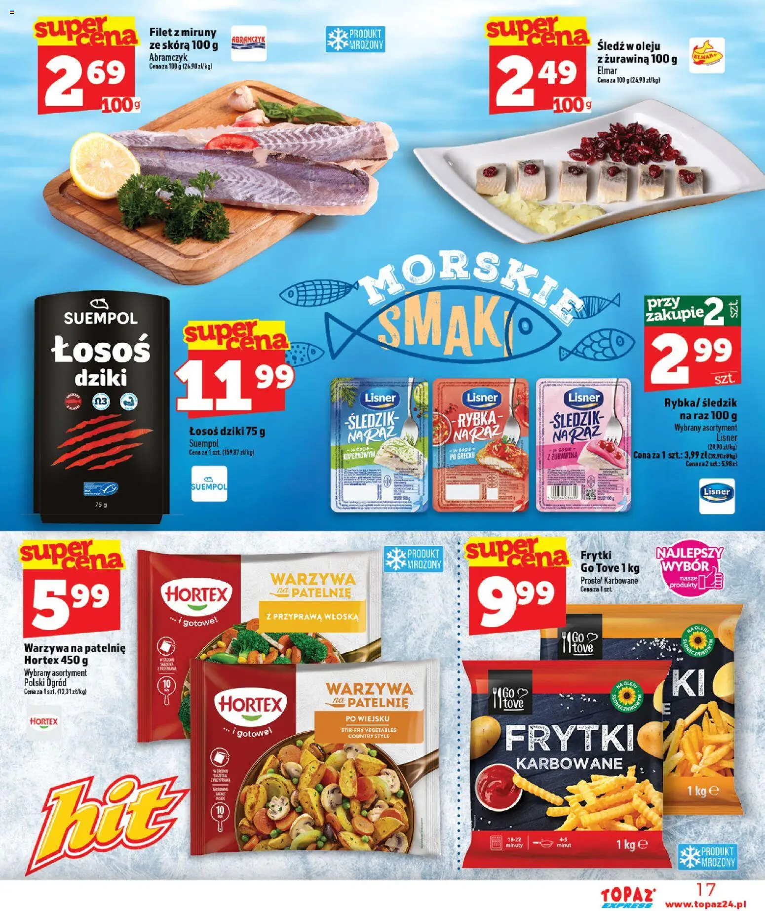 Topaz gazetka - Express od 13.08.2026 | Strona: 17 | Produkty: Śledź, Warzywa na patelnie, Filet, Warzywa