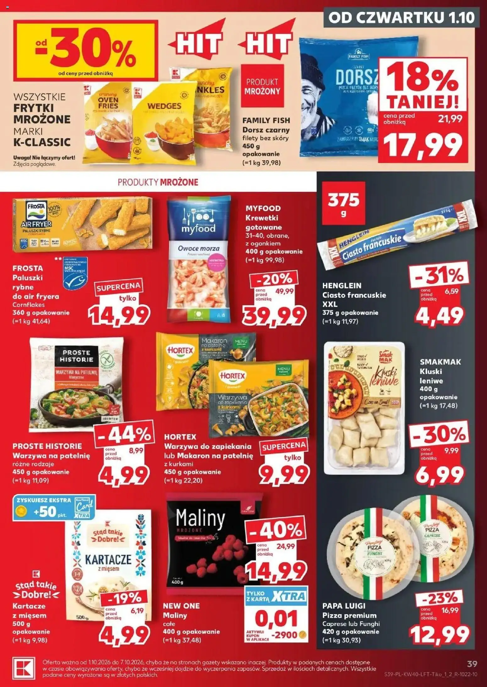 Kaufland gazetka od 01.10.2026 - od jutra PDF | Strona: 39 | Produkty: Karta, Frosta, Ciasto, Krewetki gotowane