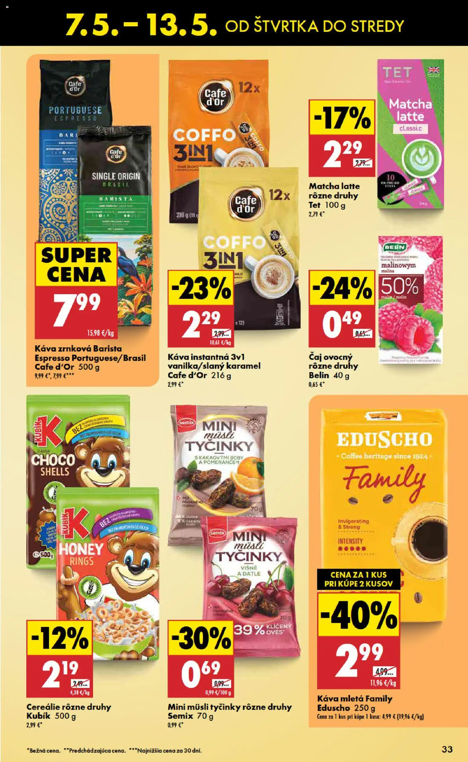 Nové Biedronka akcie – leták je platný od 07.05.2026 | Strana: 33 | Produkty: Káva, Barista, Cereálie, Višne