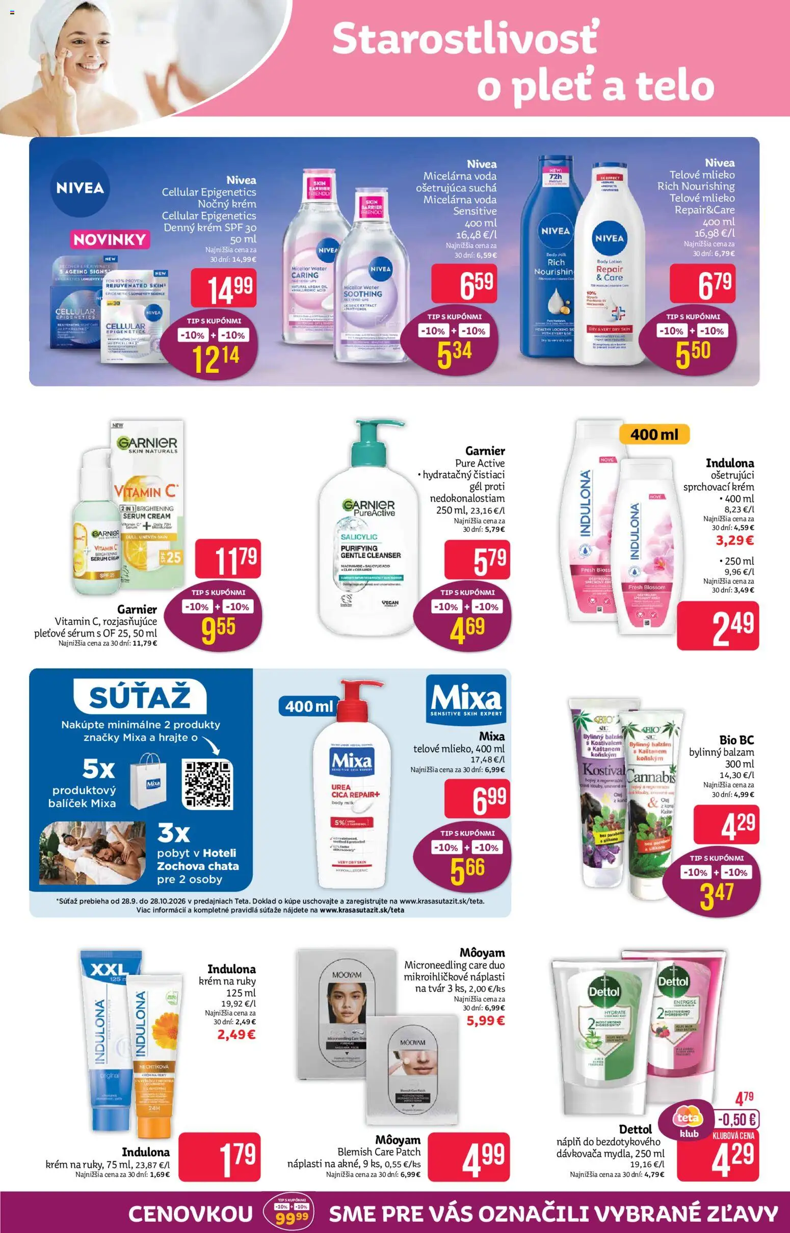 Nové Teta drogerie akcie – leták je platný od 12.10.2026 | Strana: 6 | Produkty: Mlieko, Nivea, Dettol, Indulona