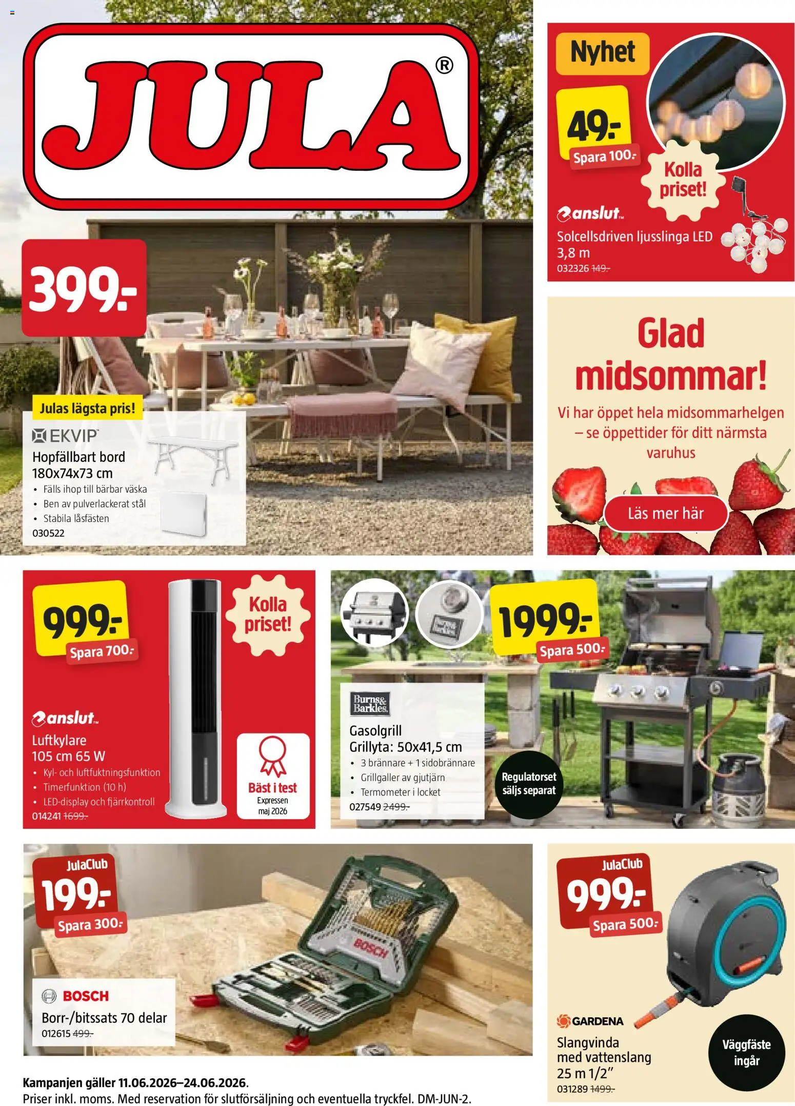 Jula reklamblad aktuell från 11.06.2026 | Sida: 1 | Produkter: Termometer, Gasolgrill, Galler, Fjärrkontroll