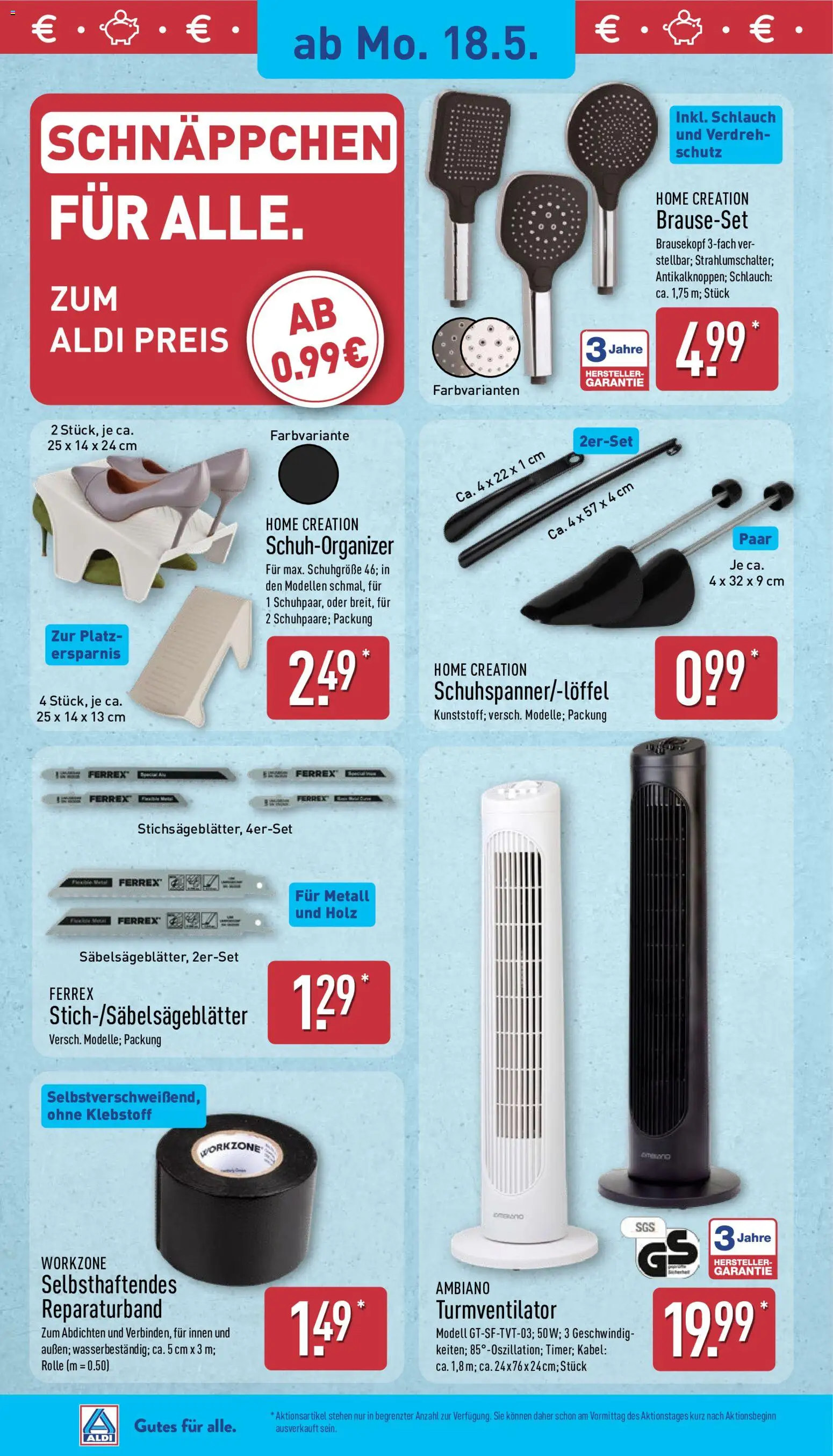 Aldi Ausblick – gültig ab 18.05.2026 | Seite: 4 | Produkte: Kabel, Turmventilator, Home creation