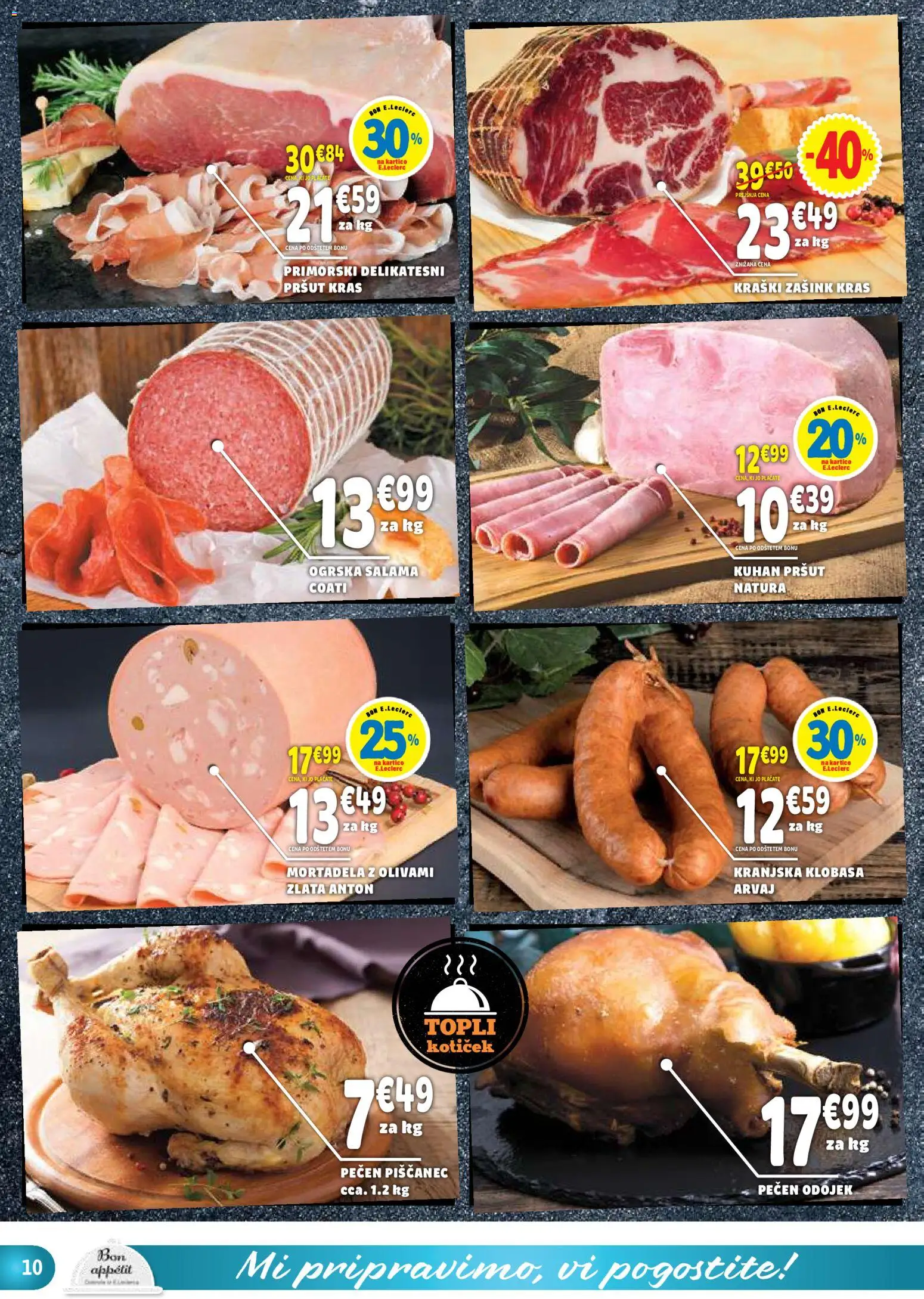 Novi E.leclerc katalog ponudbe – veljaven od 30.09.2026 | Stran: 10 | Izdelki: Pršut, Mortadela, Salama