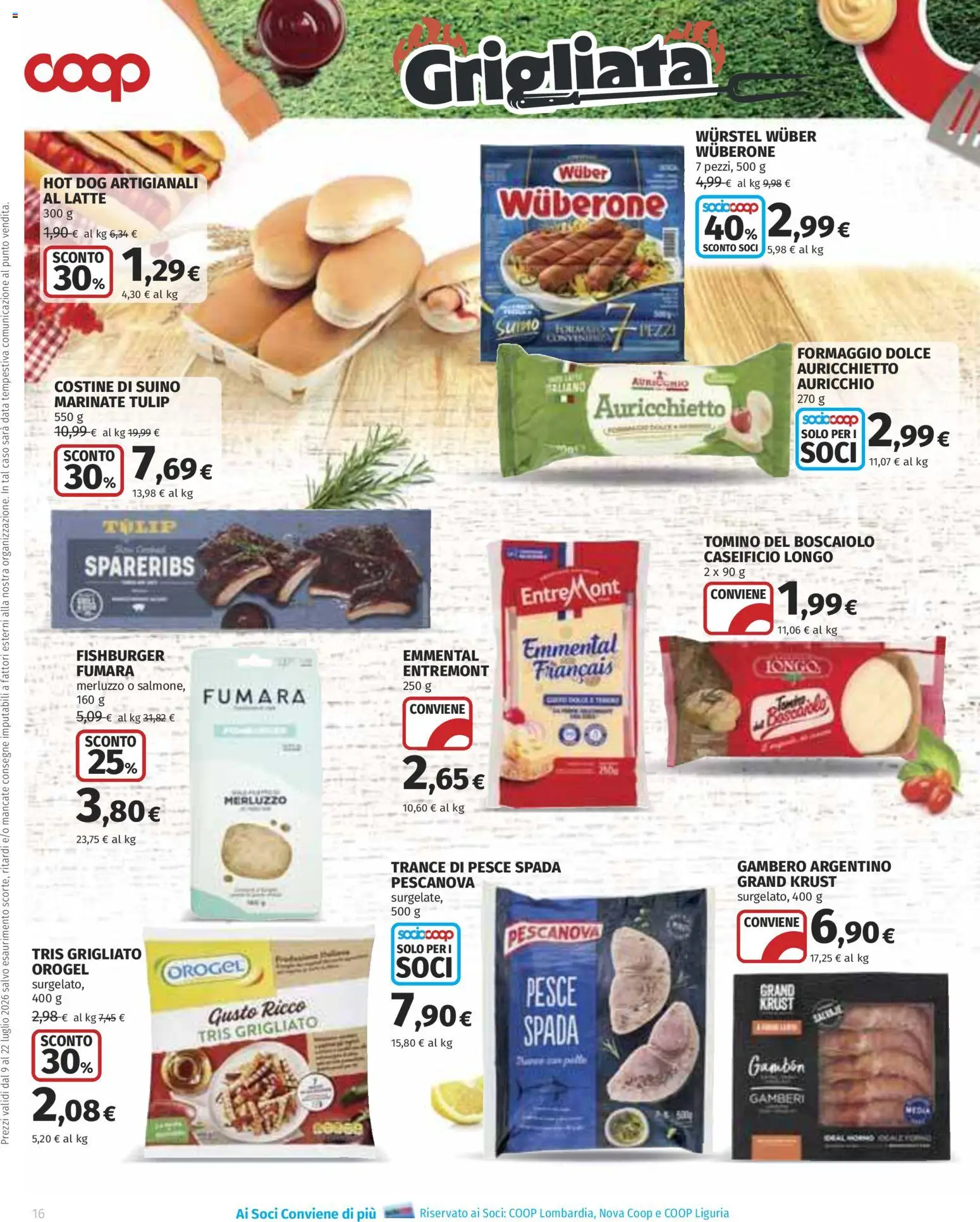 Volantino COOP del 09/07/2026 | Pagina: 16 | Prodotti: Pesce, Merluzzo, Latte, Formaggio