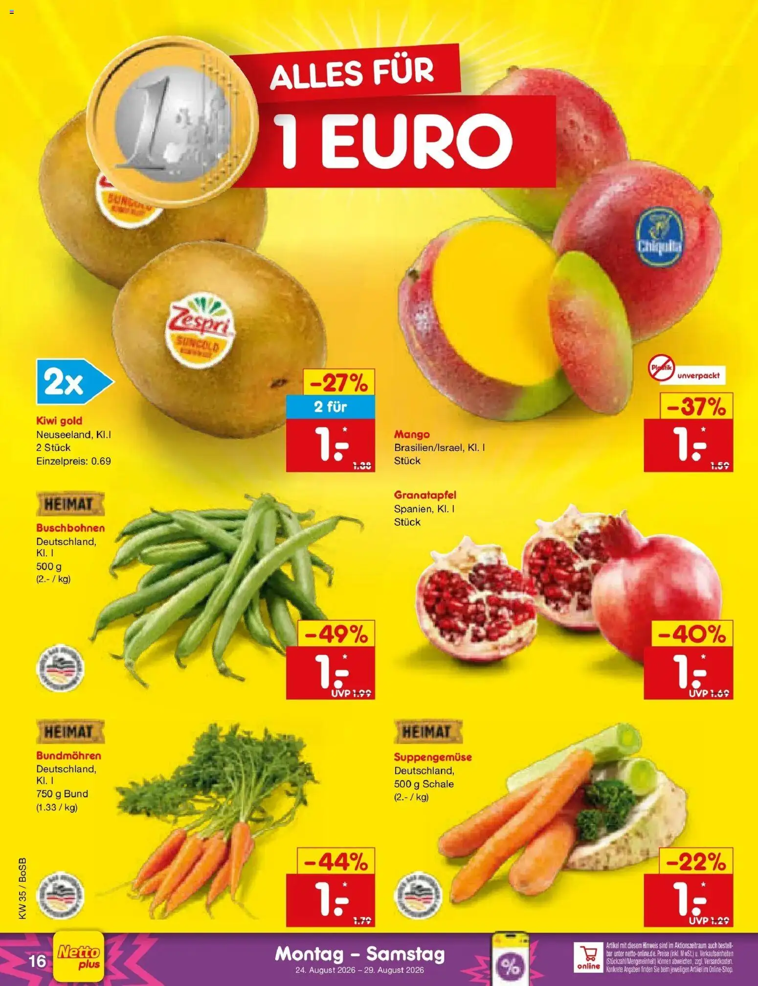 Netto Marken-Discount Prospekt Bochum – gültig ab 24.08.2026 | Seite: 26 | Produkte: Granatapfel, Mango, Kiwi