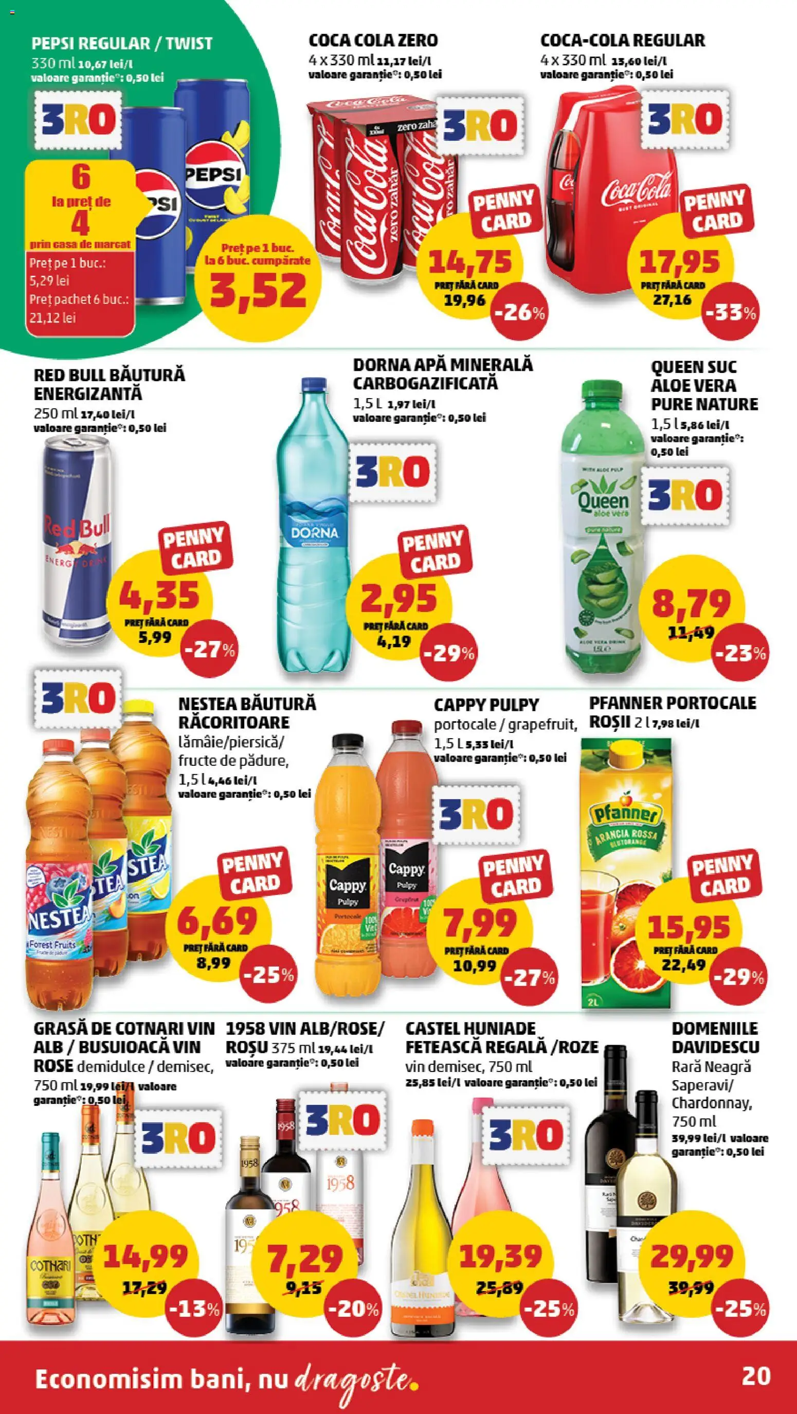 Noul catalog PENNY – valabil de la 23.09.2026 | Pagină: 20 | Produse: Zero, Apa minerala, Red Bull, Zahăr