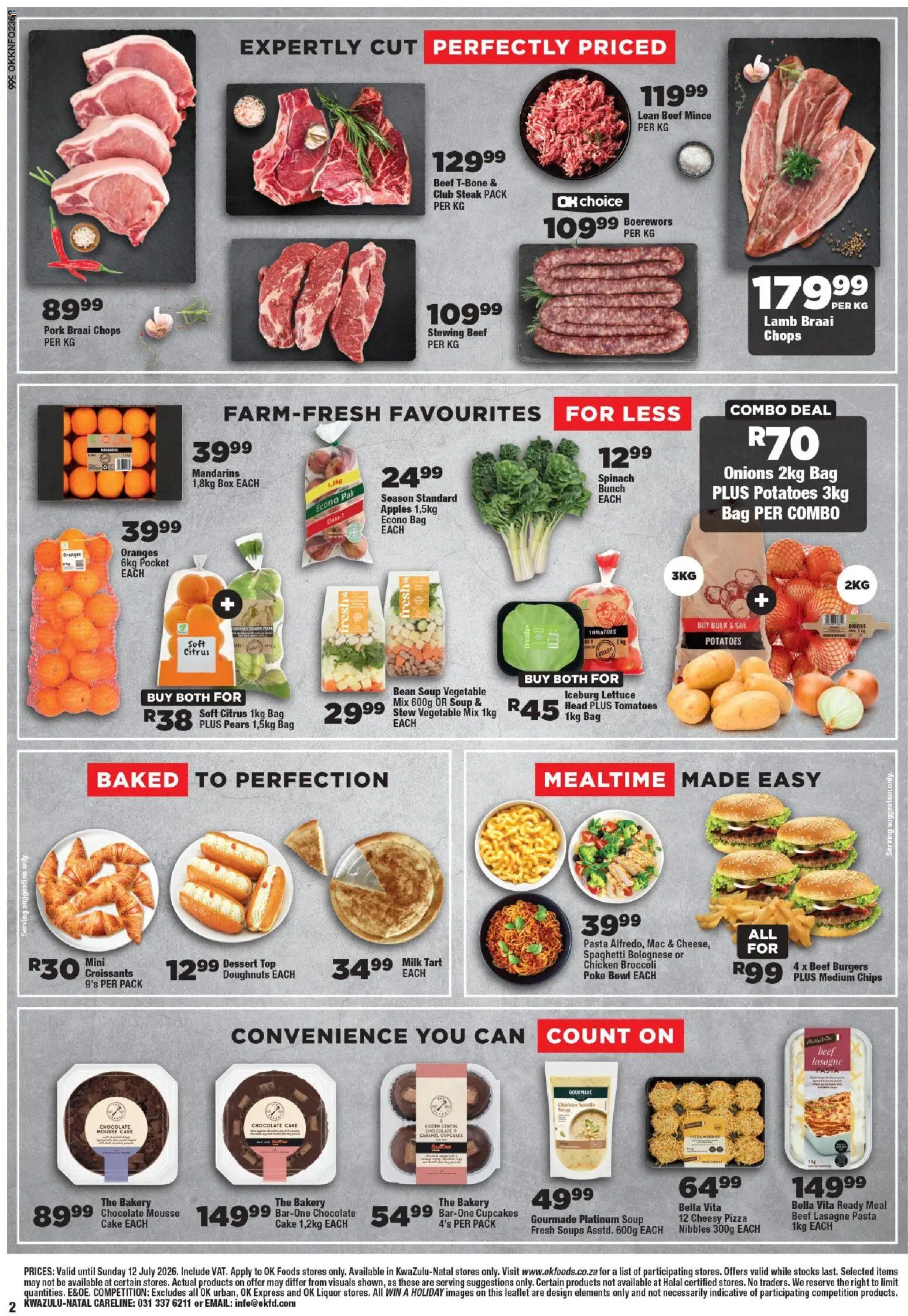 New OK Foods catalogue – valid from 24/06/2026 | Page: 2 | Products: Milk, Chocolate, Beef, Chips