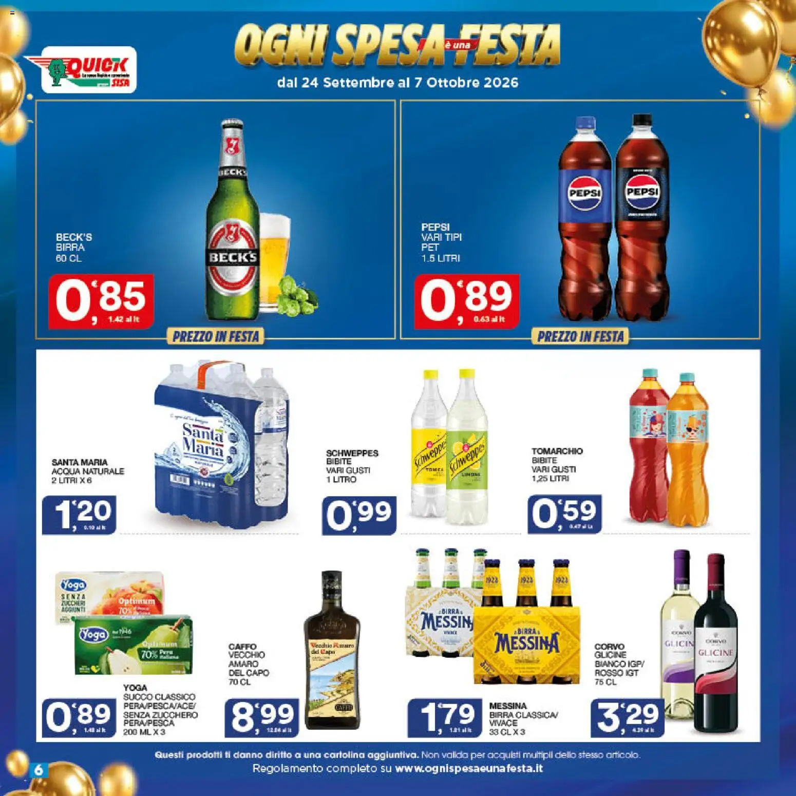 Volantino SISA del 24/09/2026 | Pagina: 6 | Prodotti: Zucchero, Acqua naturale, Bibite, Pepsi